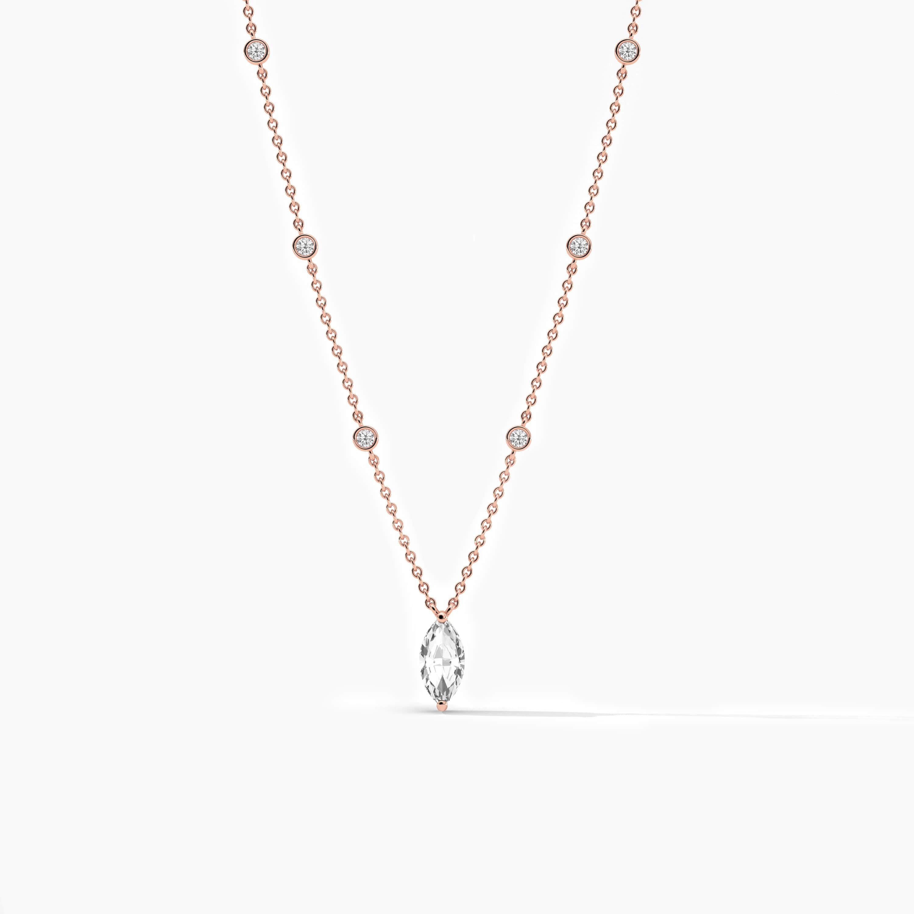 14 Rose Gold  Station Necklace 