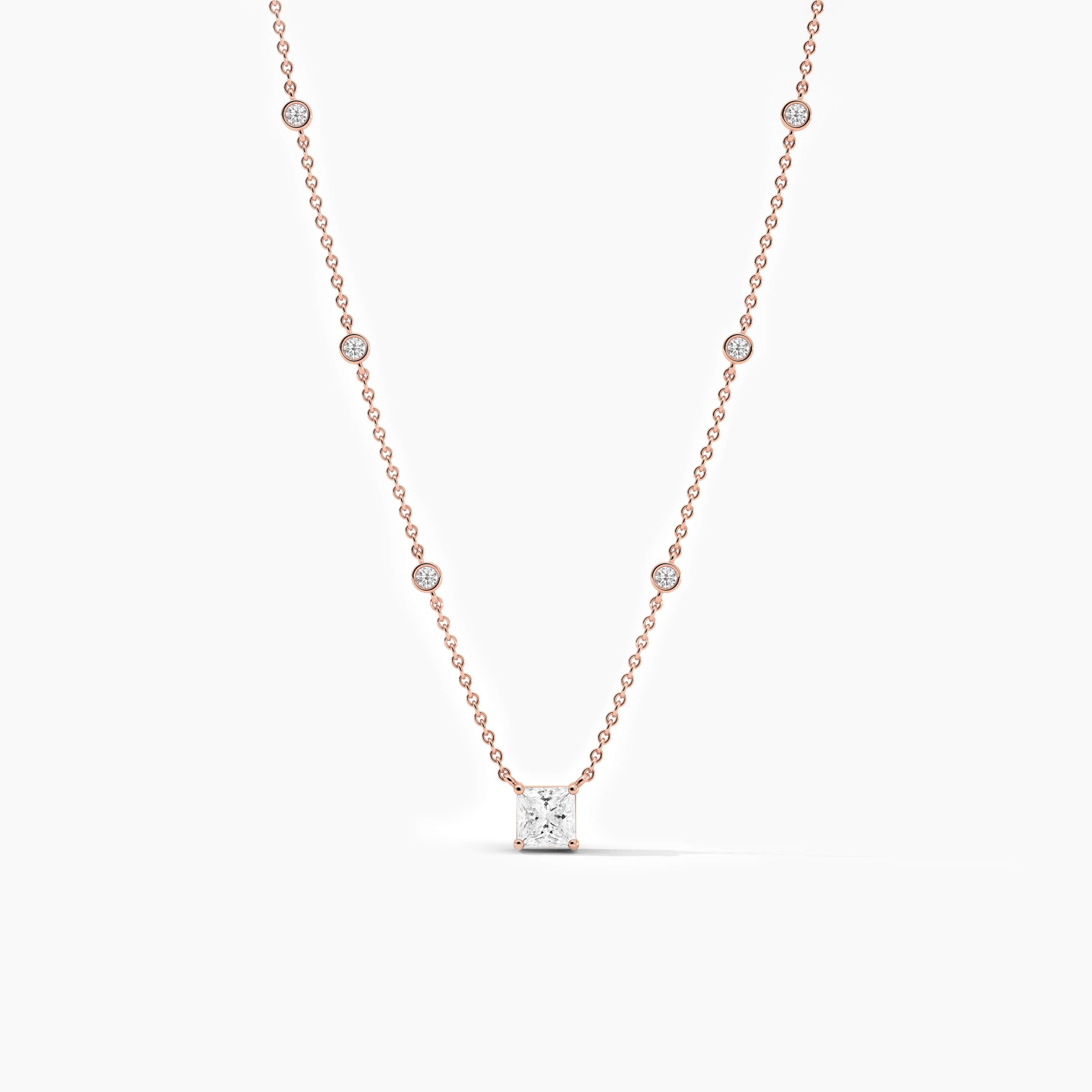 14k Rose Gold  Station Necklace