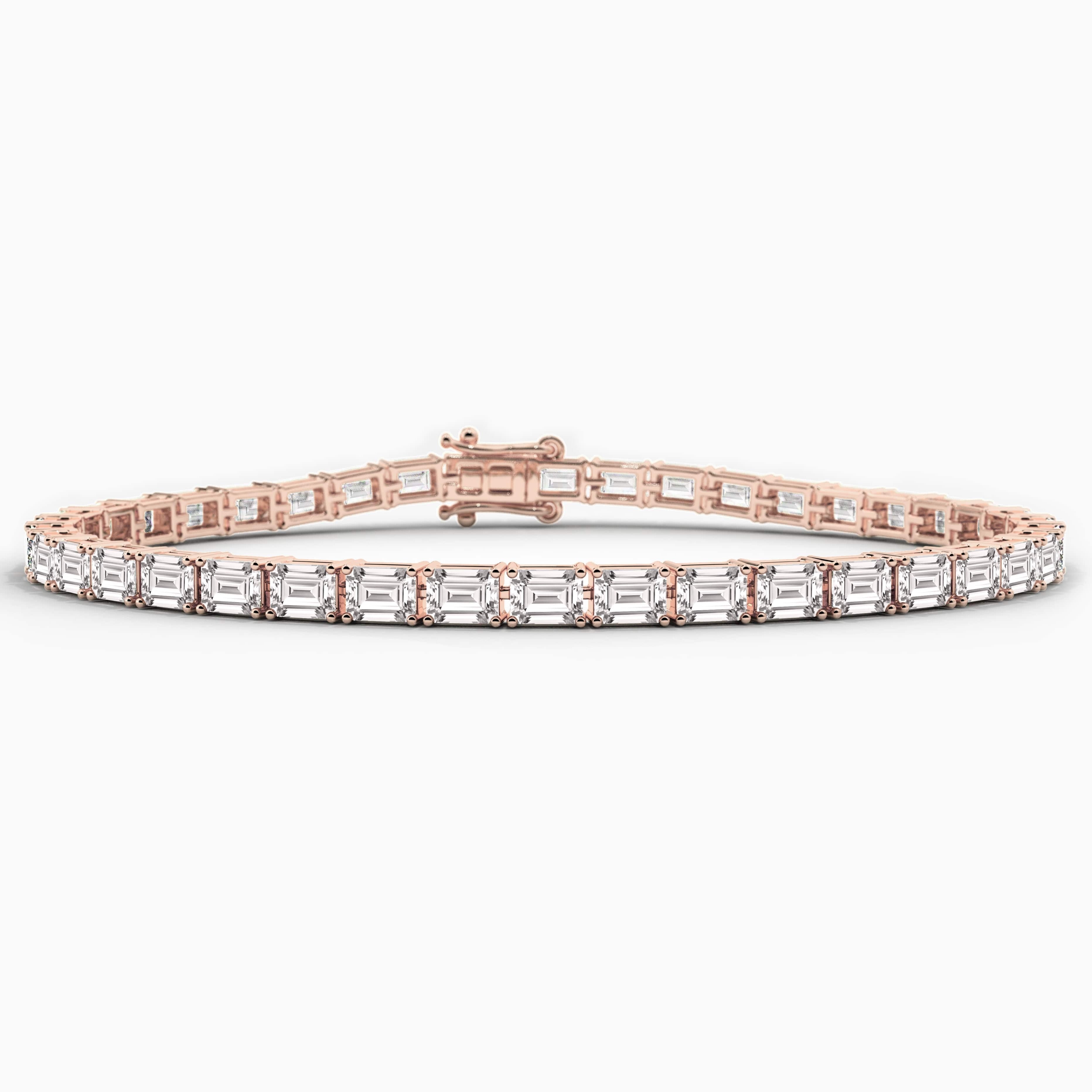 rose gold emerald east west diamond bracelet 