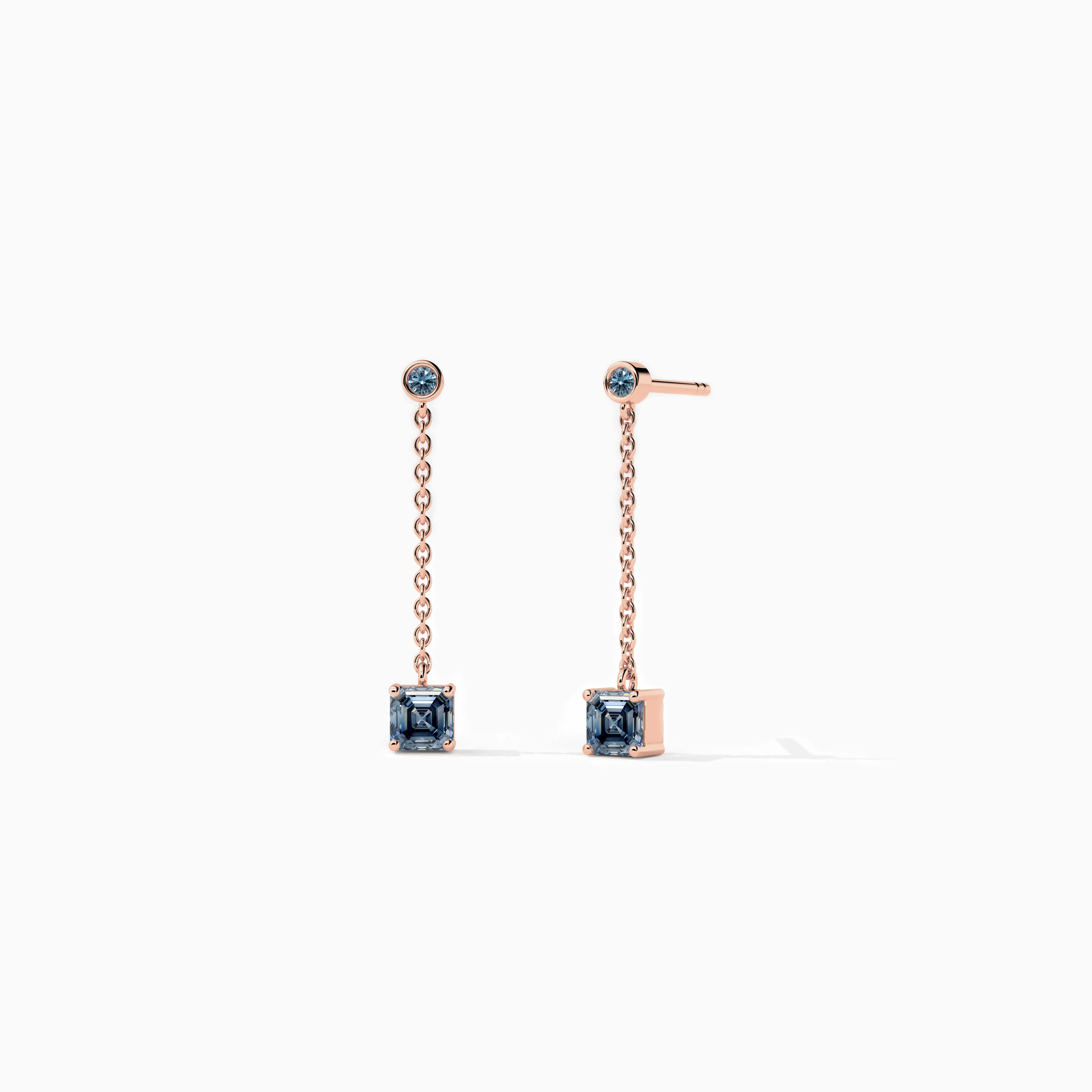 Blue Colored Diamond Stud Lariat Earrings