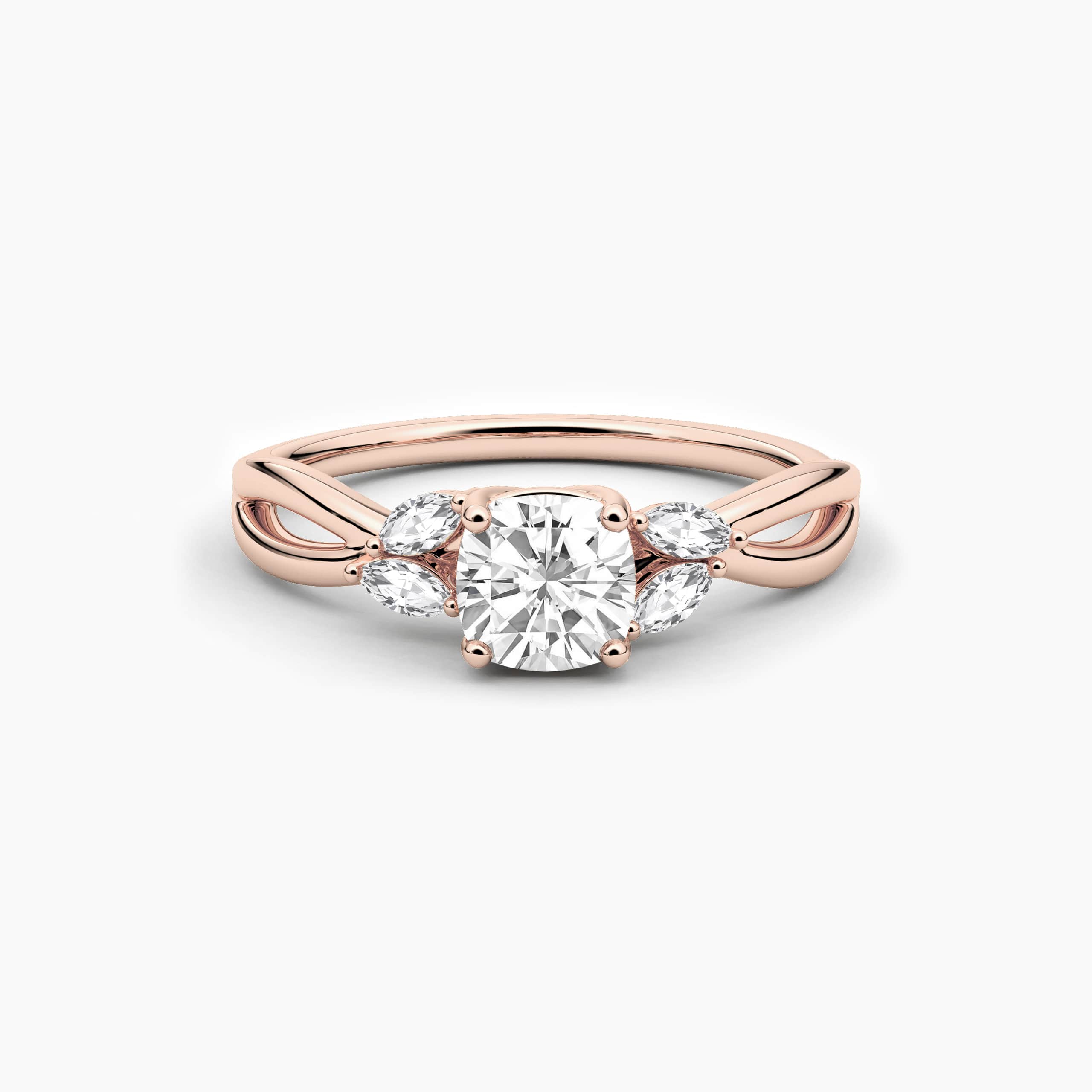 Cushion Cut Marquise Twisted Petal Diamond Ring