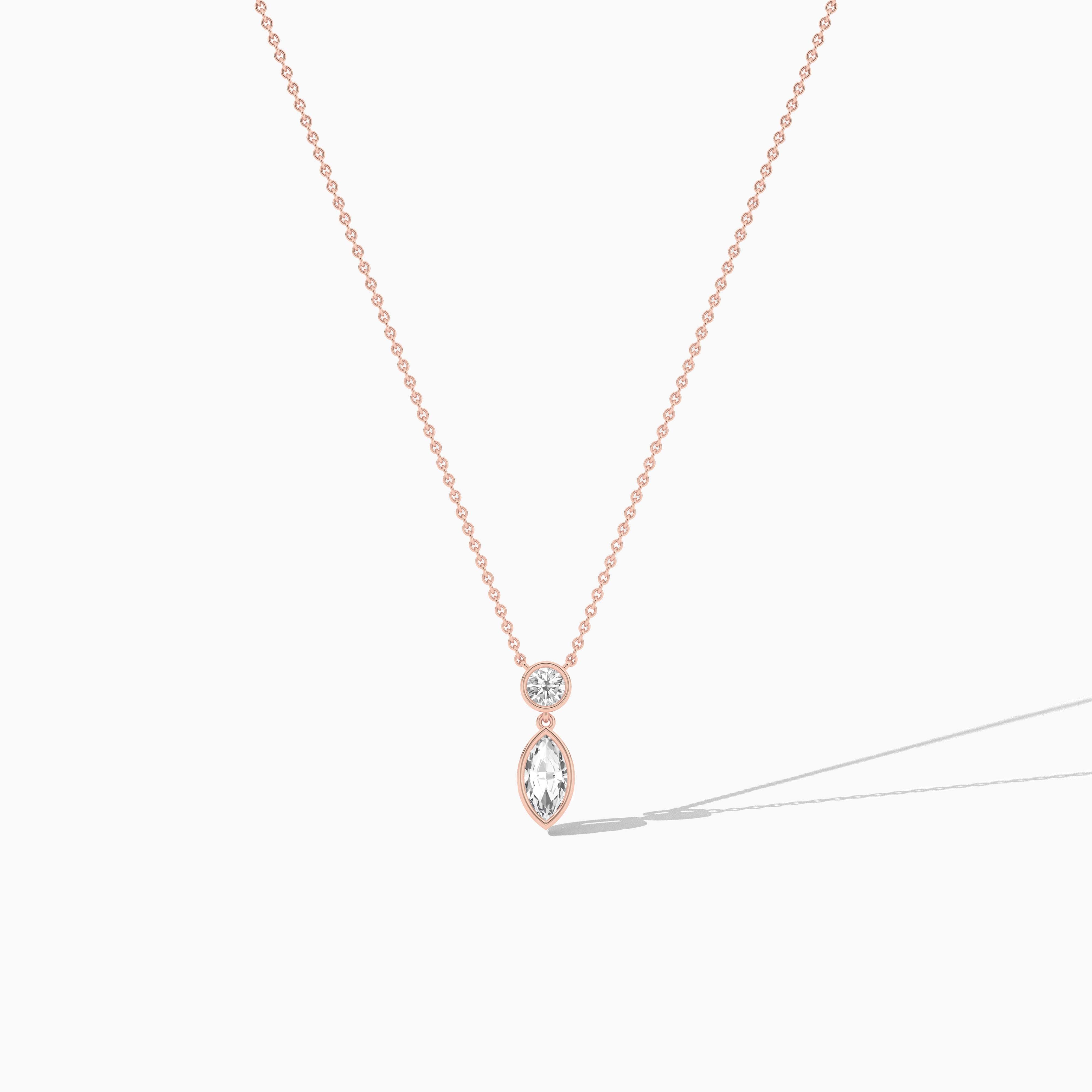 rose gold diamond duo drop necklace