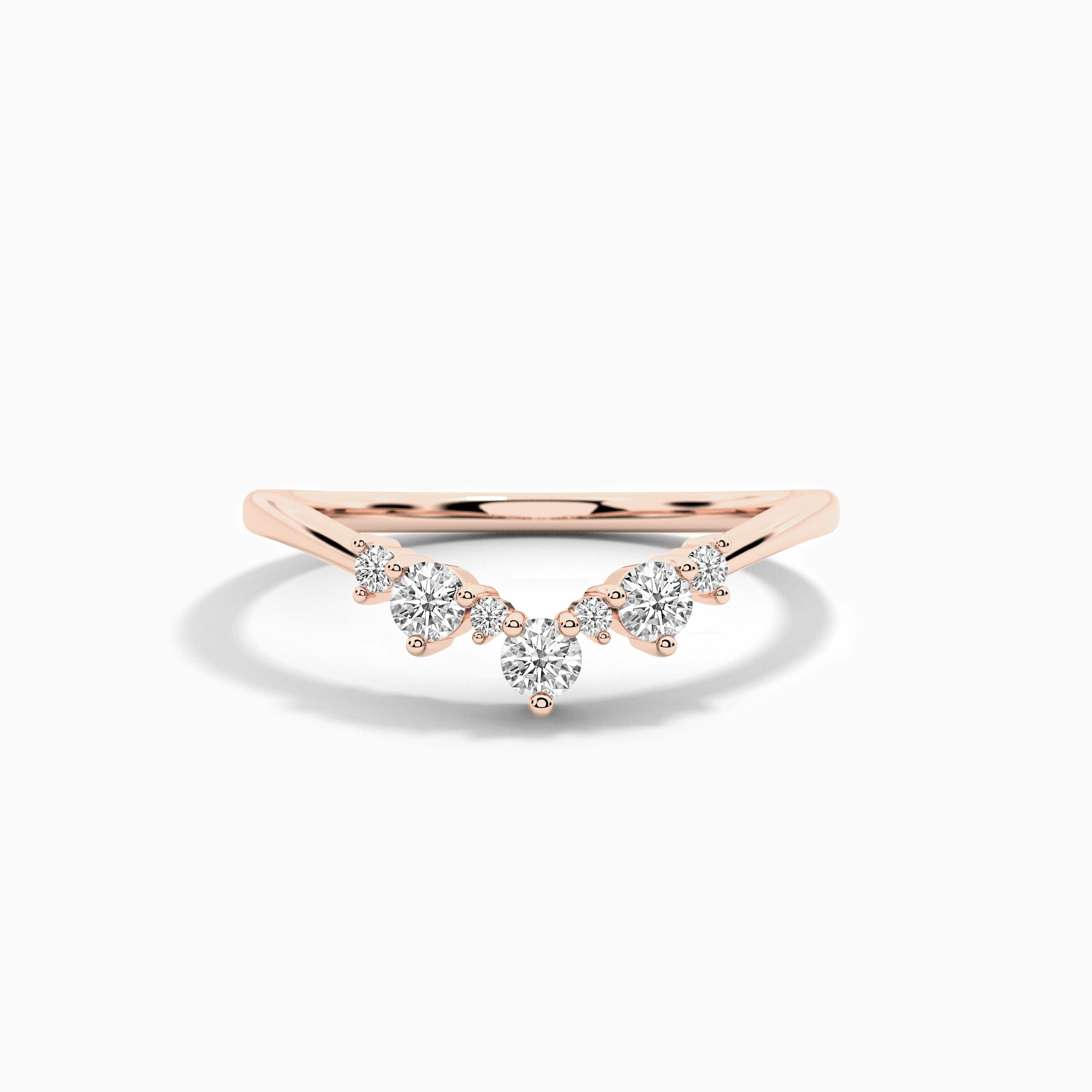 rose gold moissanite diamond curved ring