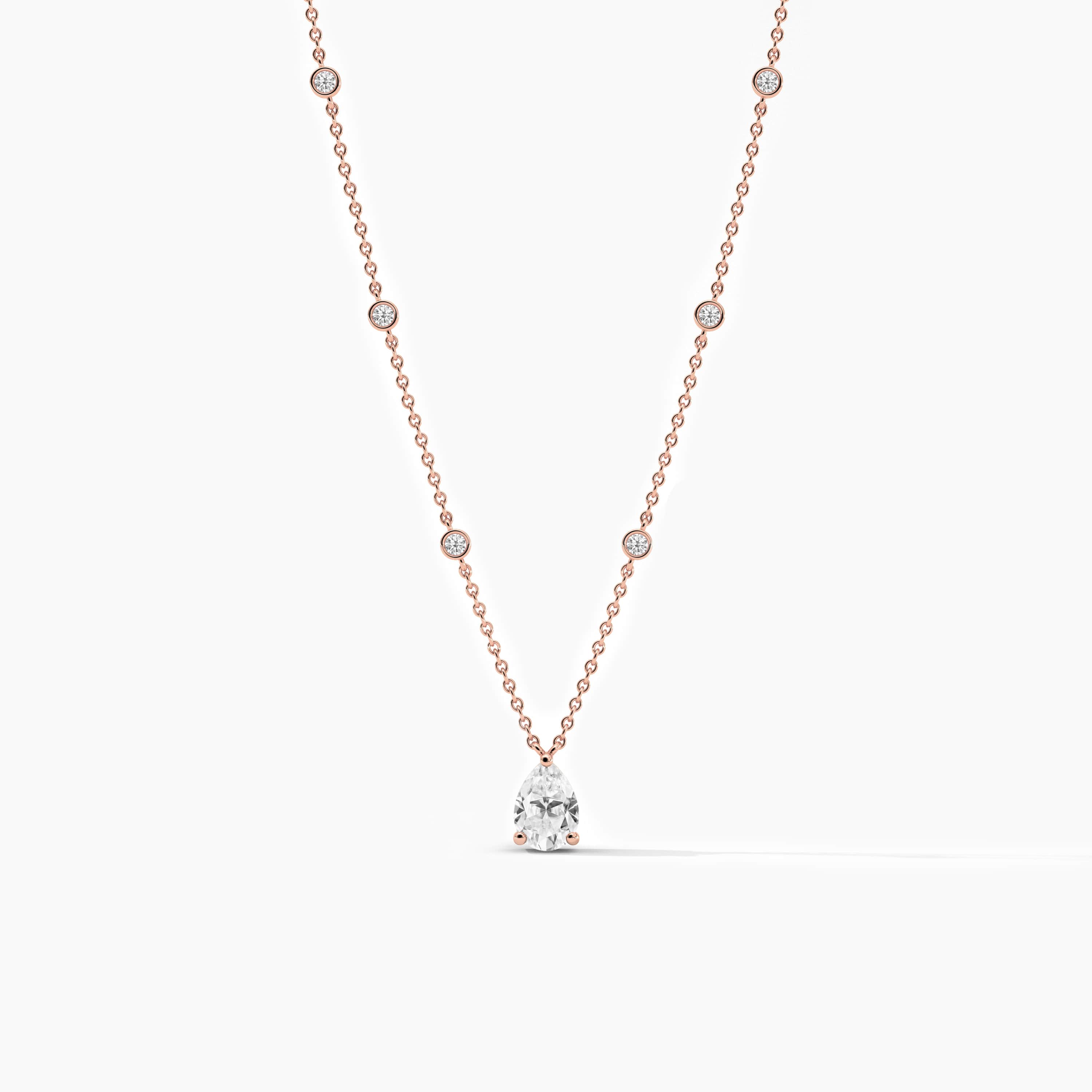 14K Rose Gold Diamond Station Necklace