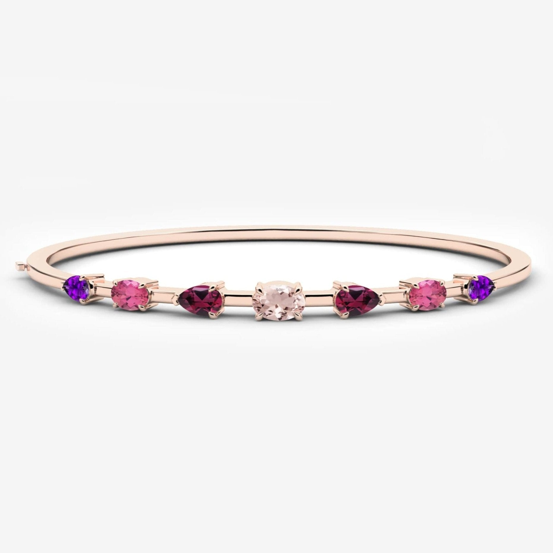 Rose gold gemstone bangle bracelet