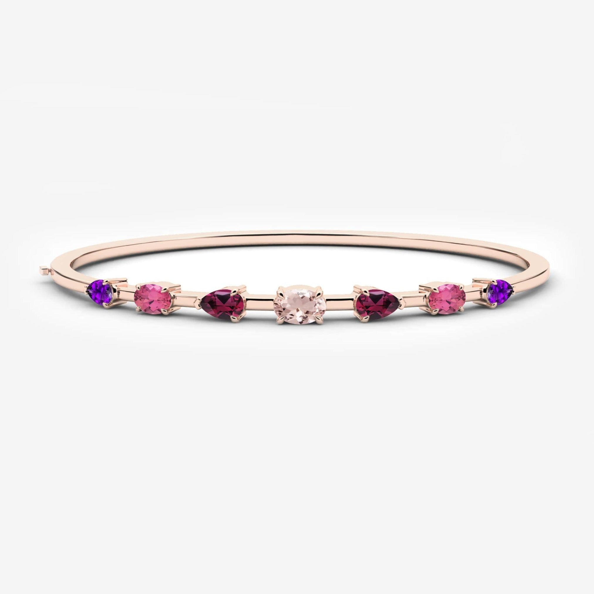 Rose gold gemstone bangle bracelet