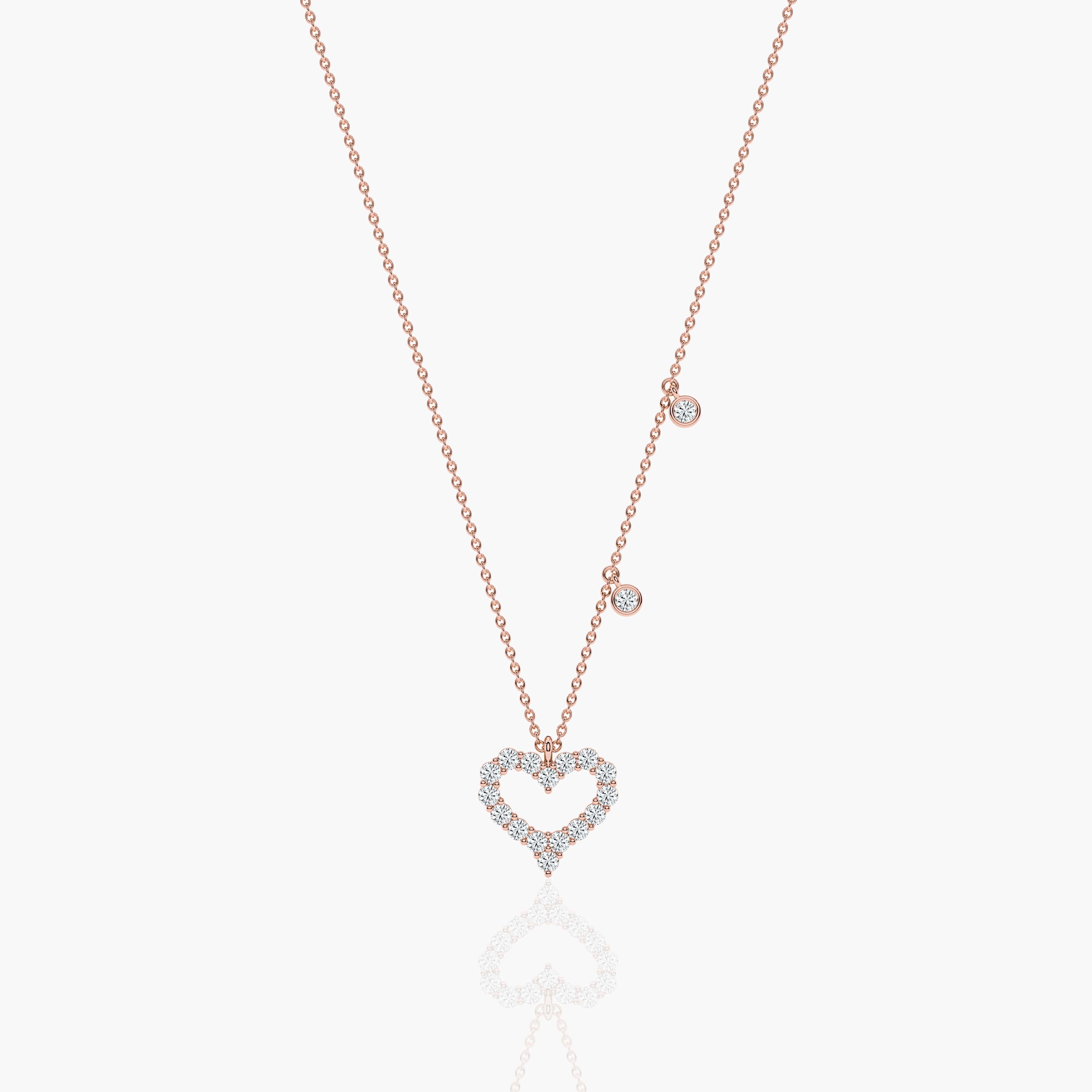 14k Rose Gold  Heart Moissanite Diamond Necklace