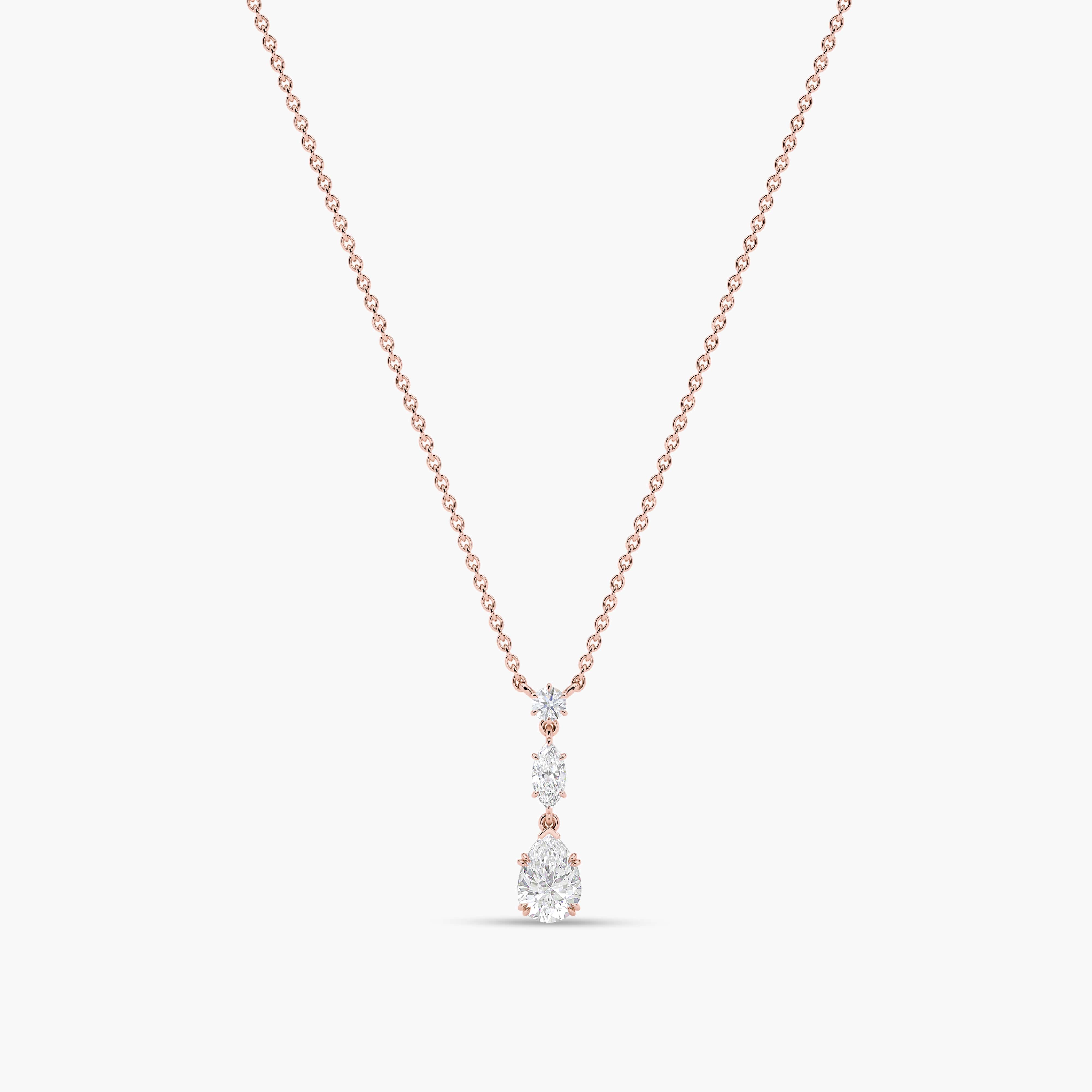 rose gold drop diamond necklace​