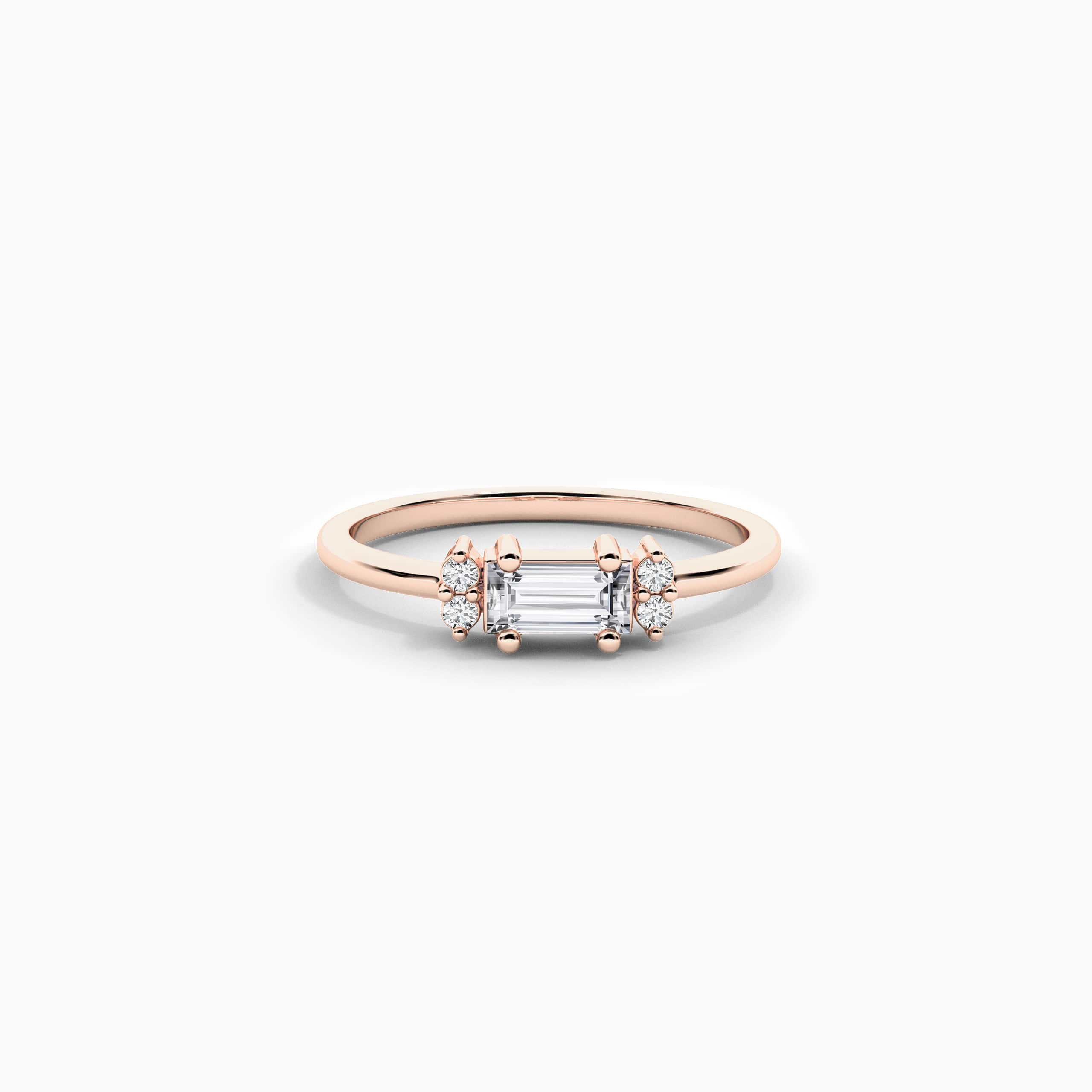 Rose gold baguette and round diamond fashion ring