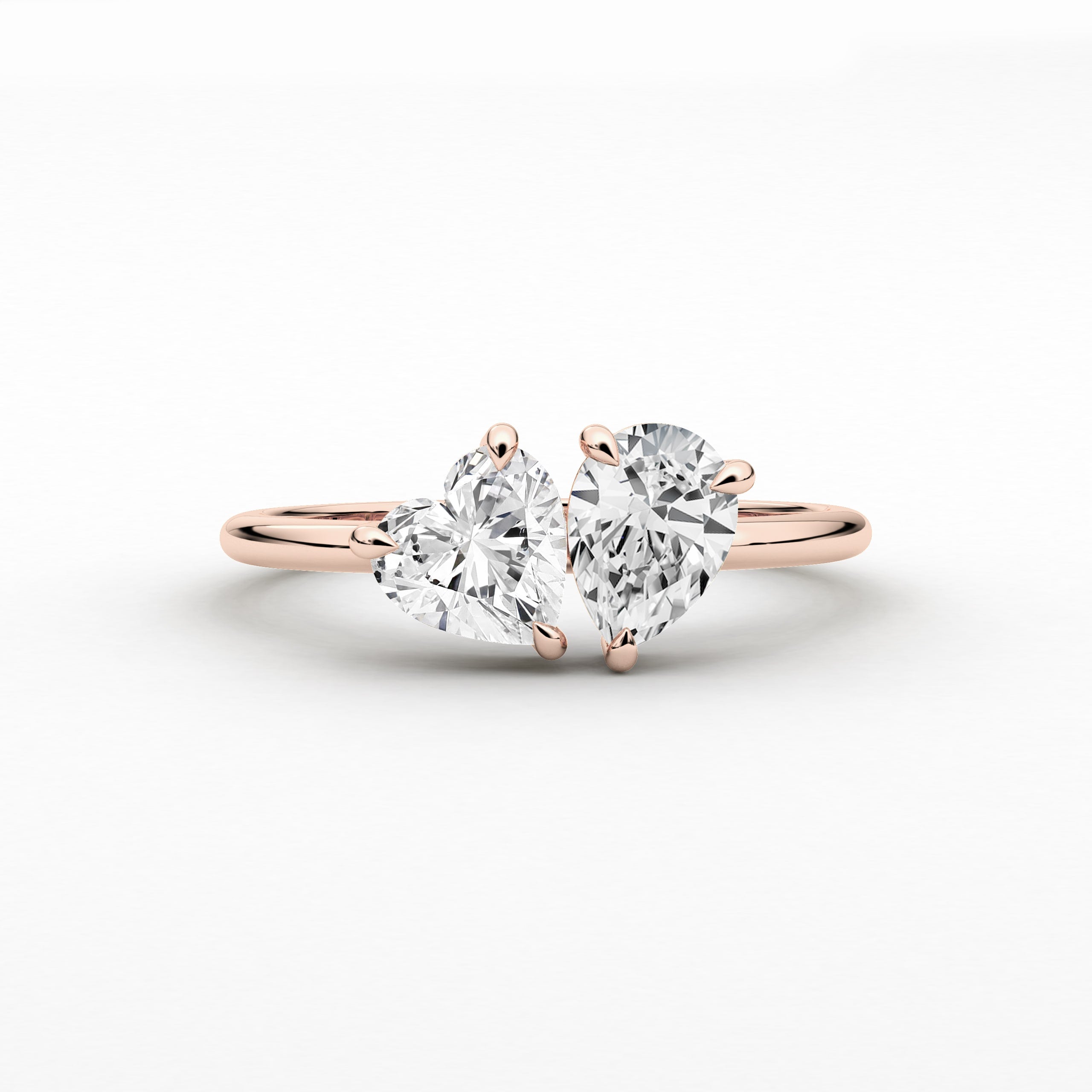 Rose Gold Toi Et Moi Moissanite Diamond Engagement Ring  