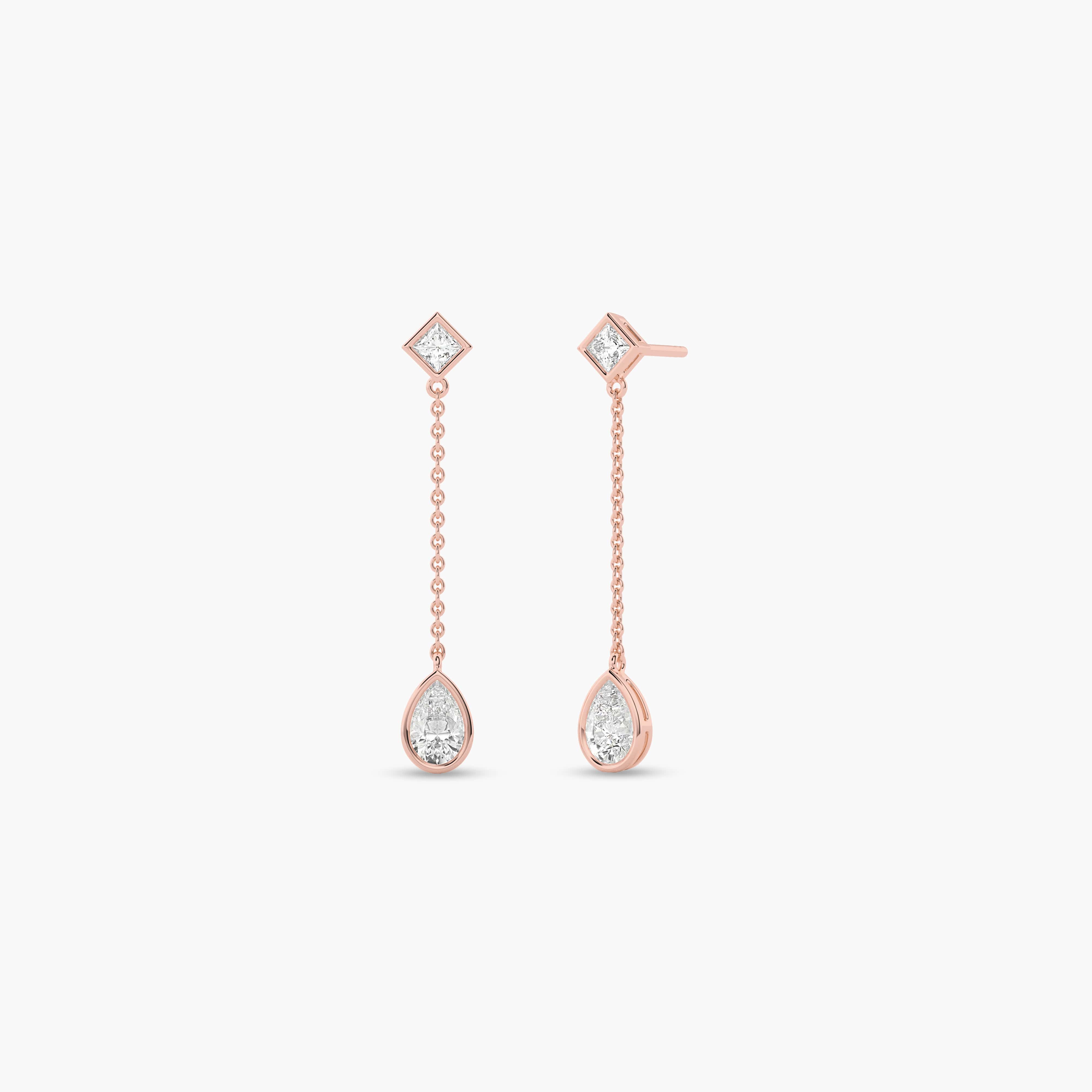 drop diamond earrings rose gold