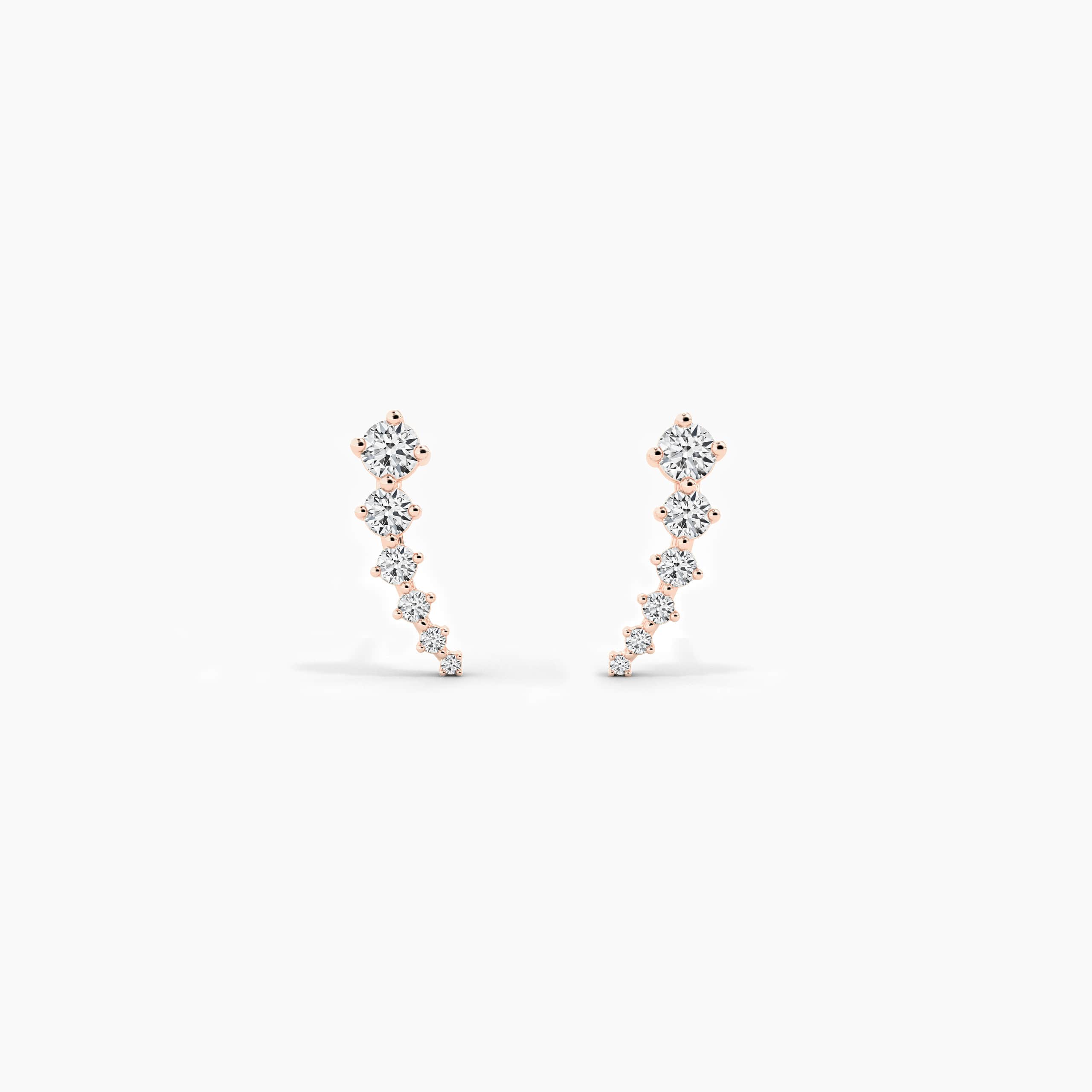 rose gold climber stud earring 