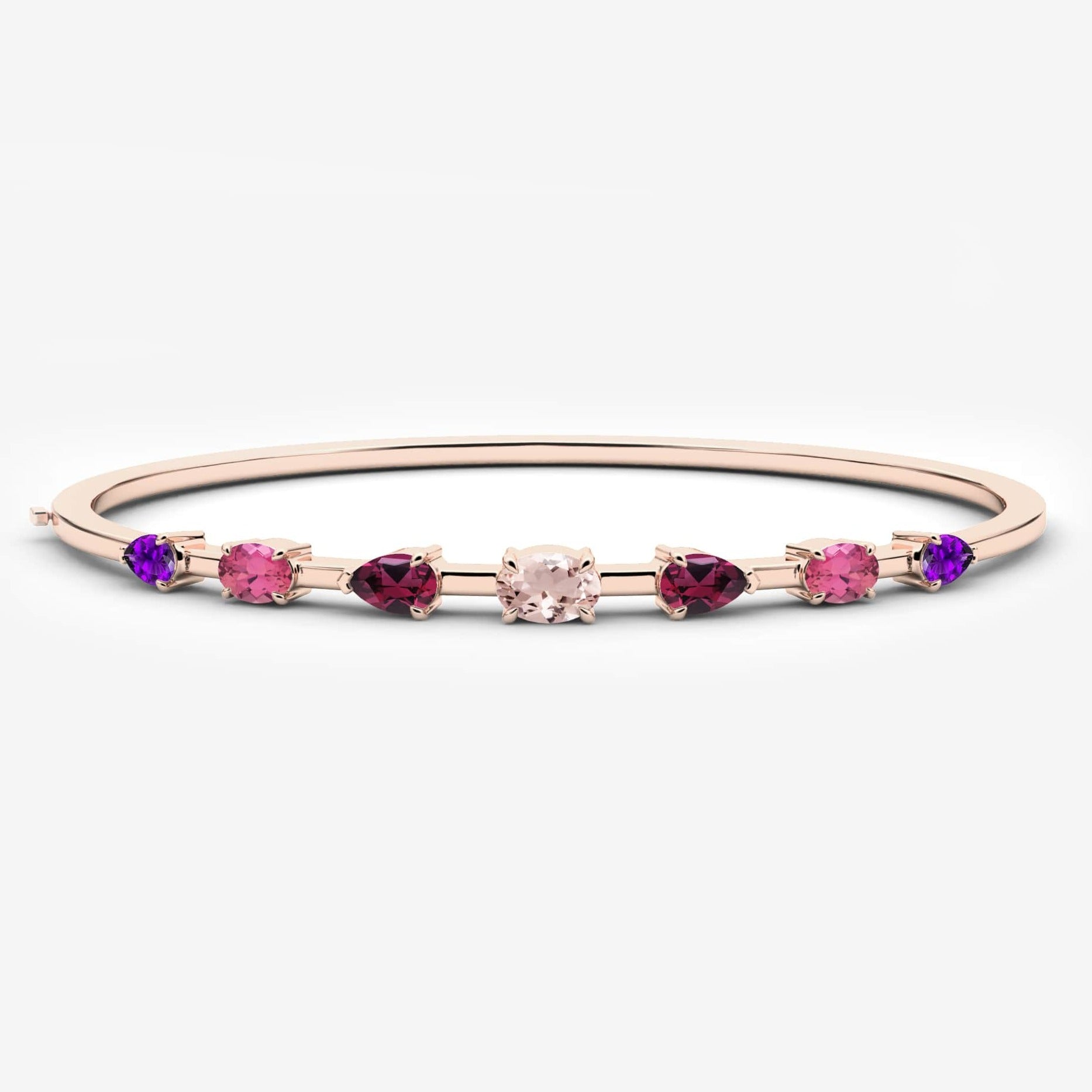 Rose gold gemstone bangle bracelet