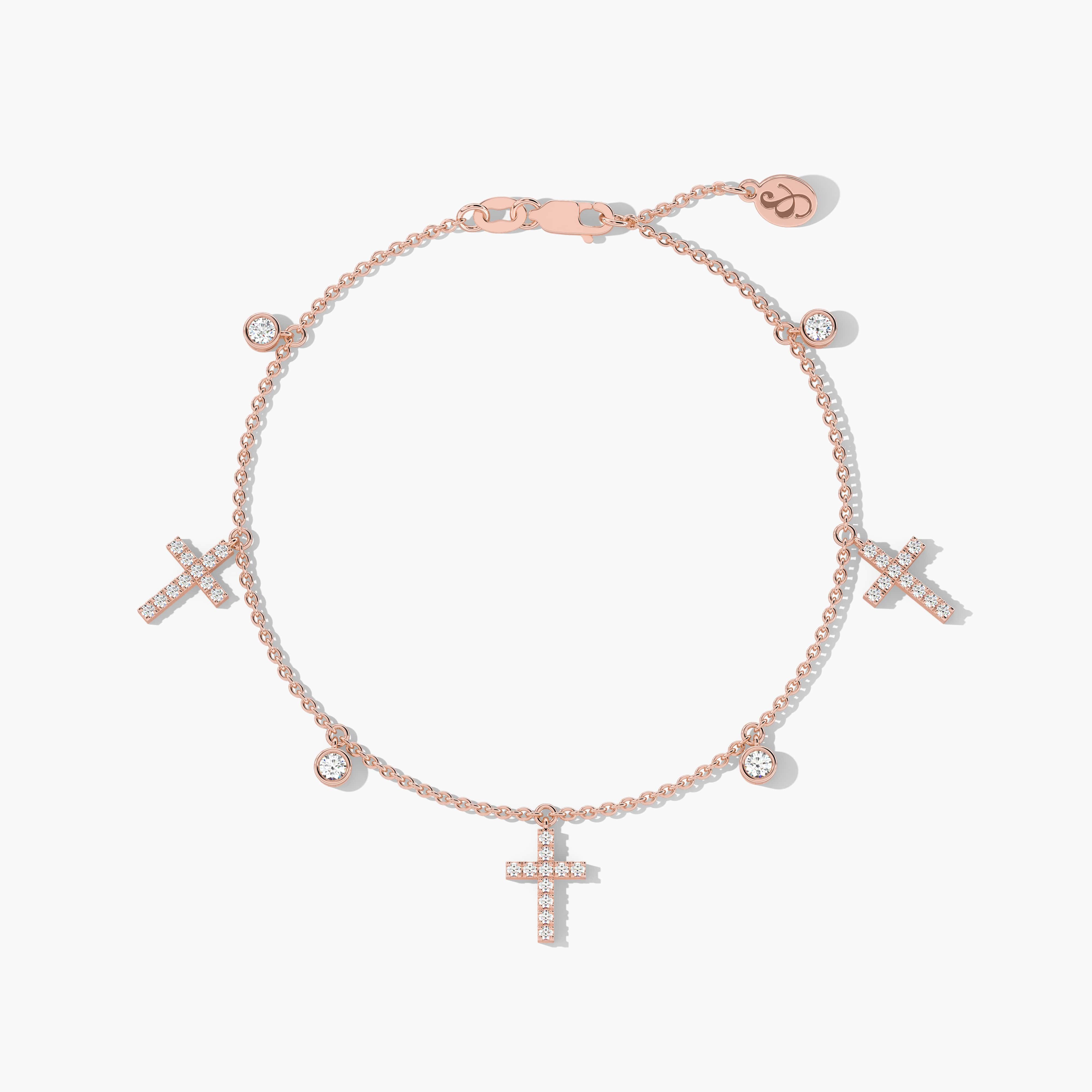 gold diamond cross bracelet