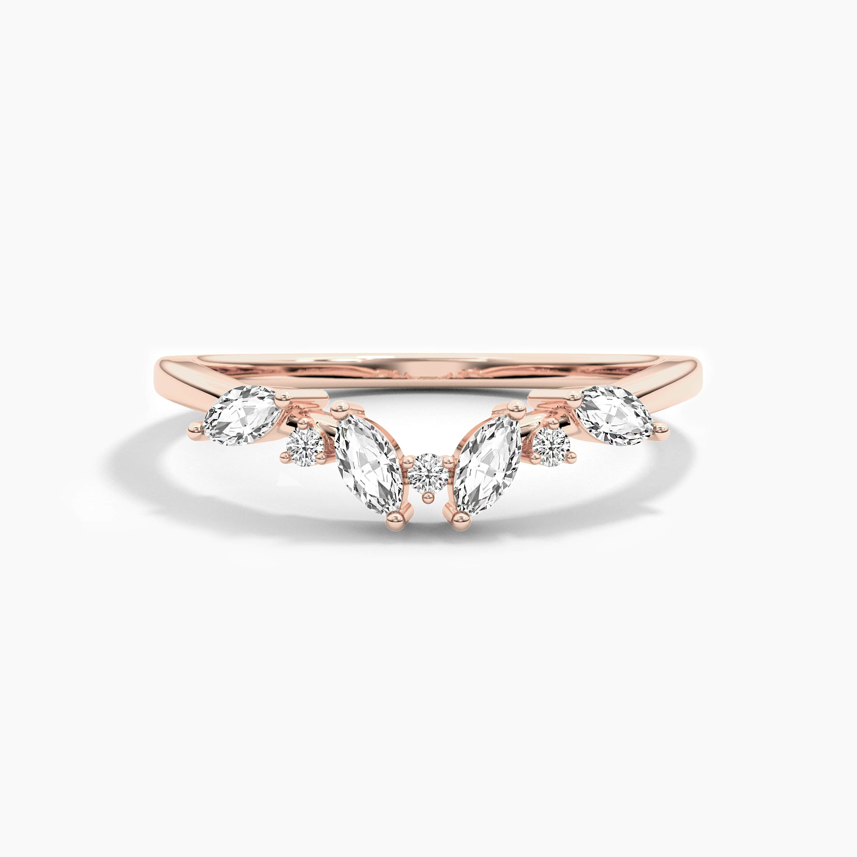 curved ring in lab grown diamond in rose gold 