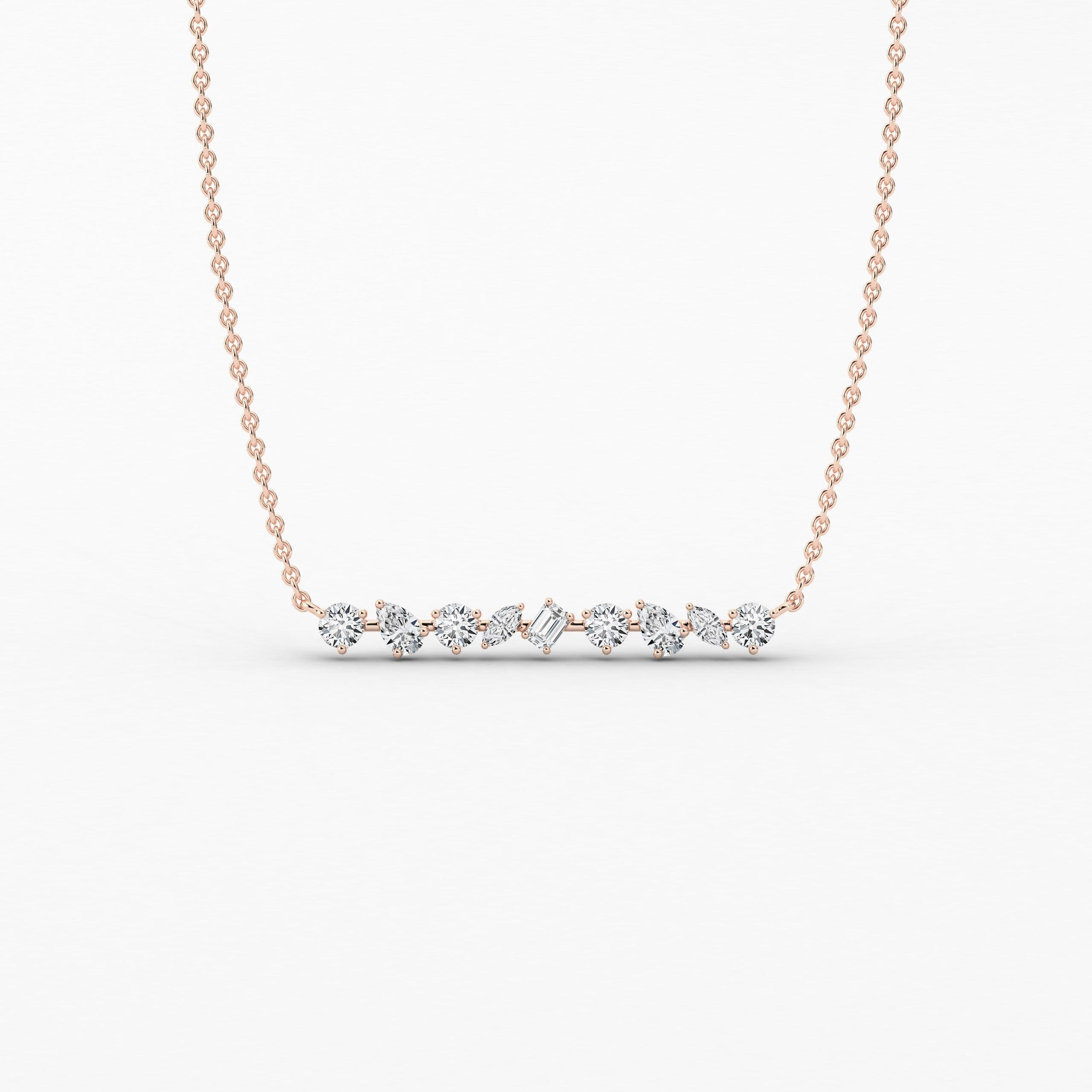 diamond bar necklace rose gold