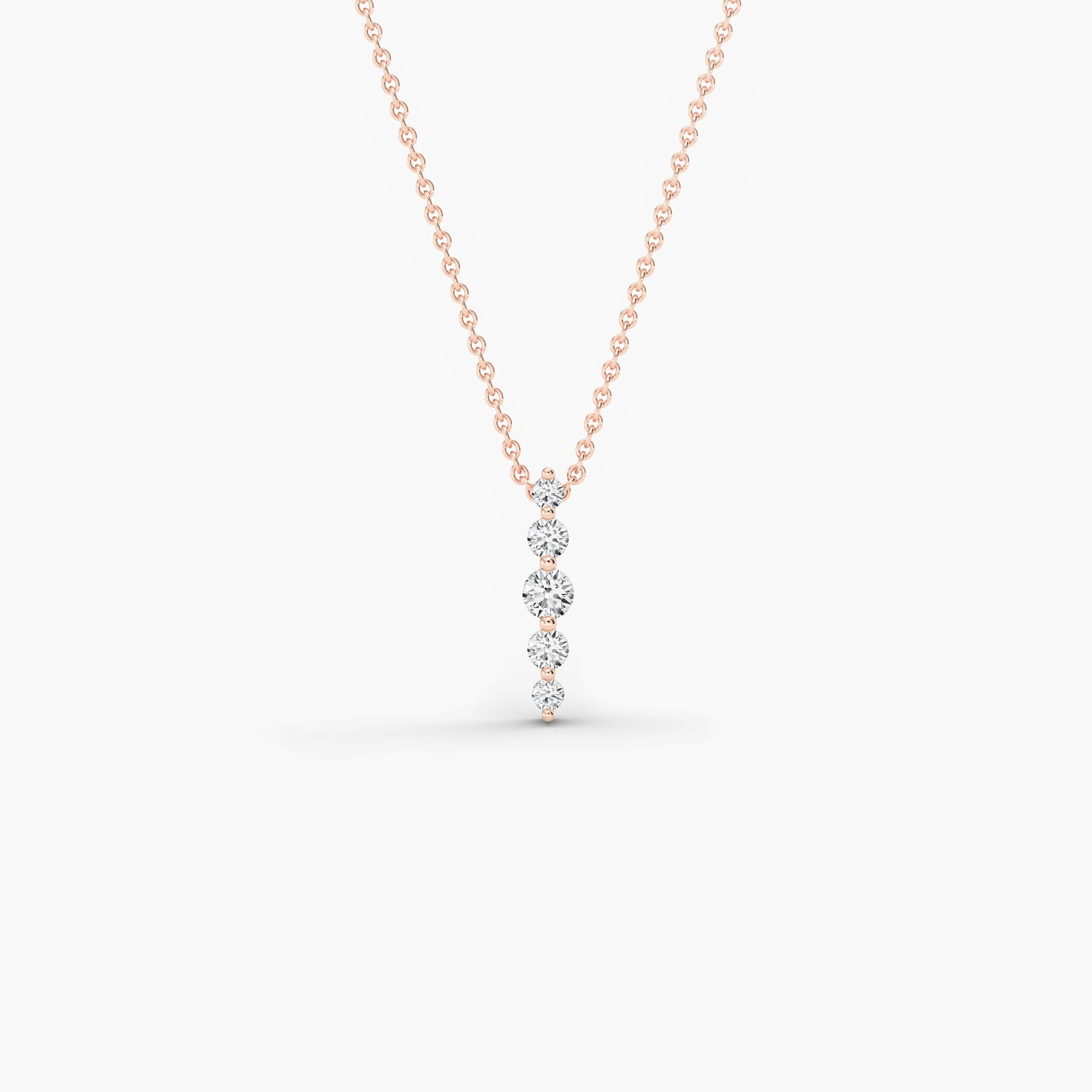 Round Cut Diamond Necklaces For Woman In Rose Gold