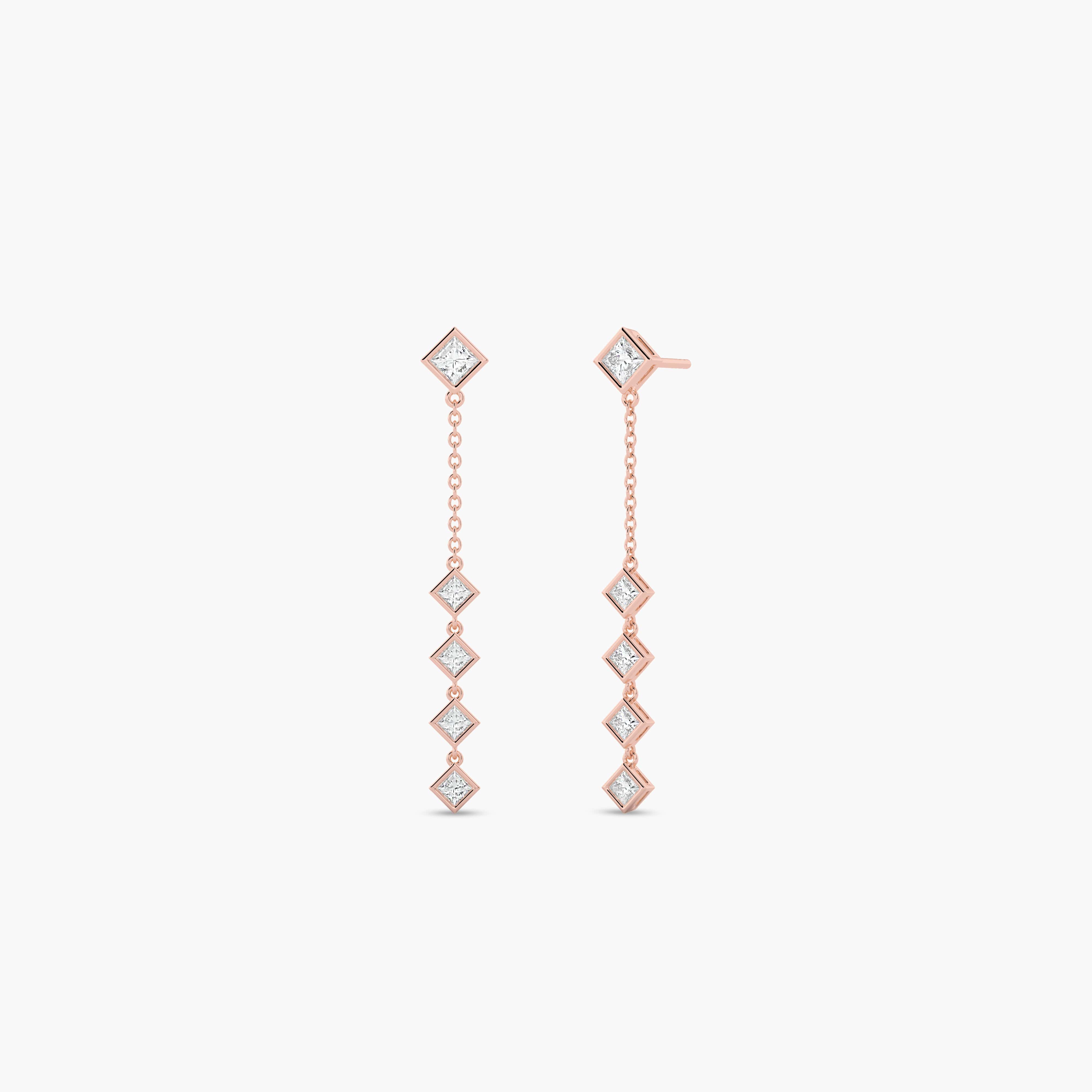 drop & linear earrings in rose gold 