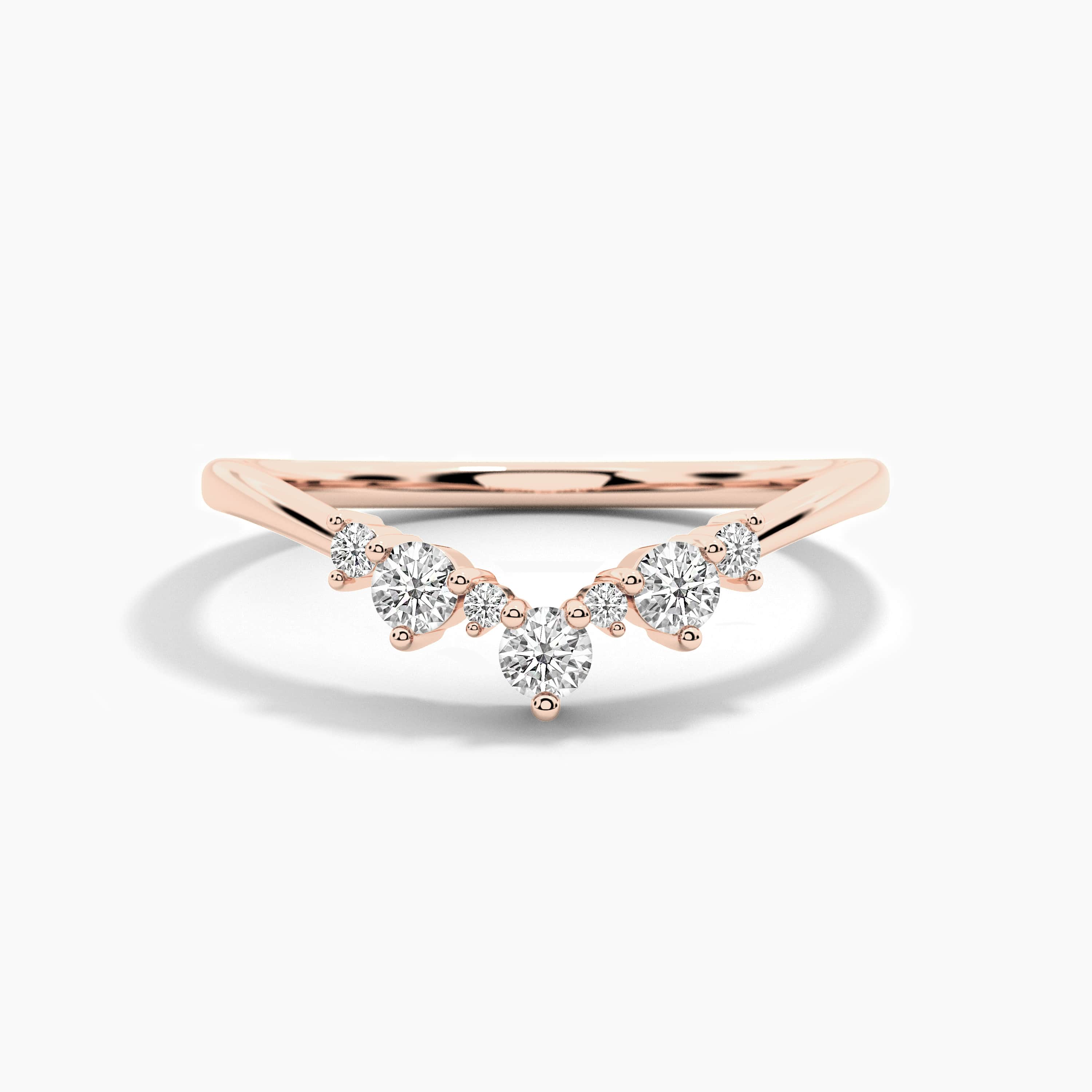 rose gold moissanite diamond curved ring 