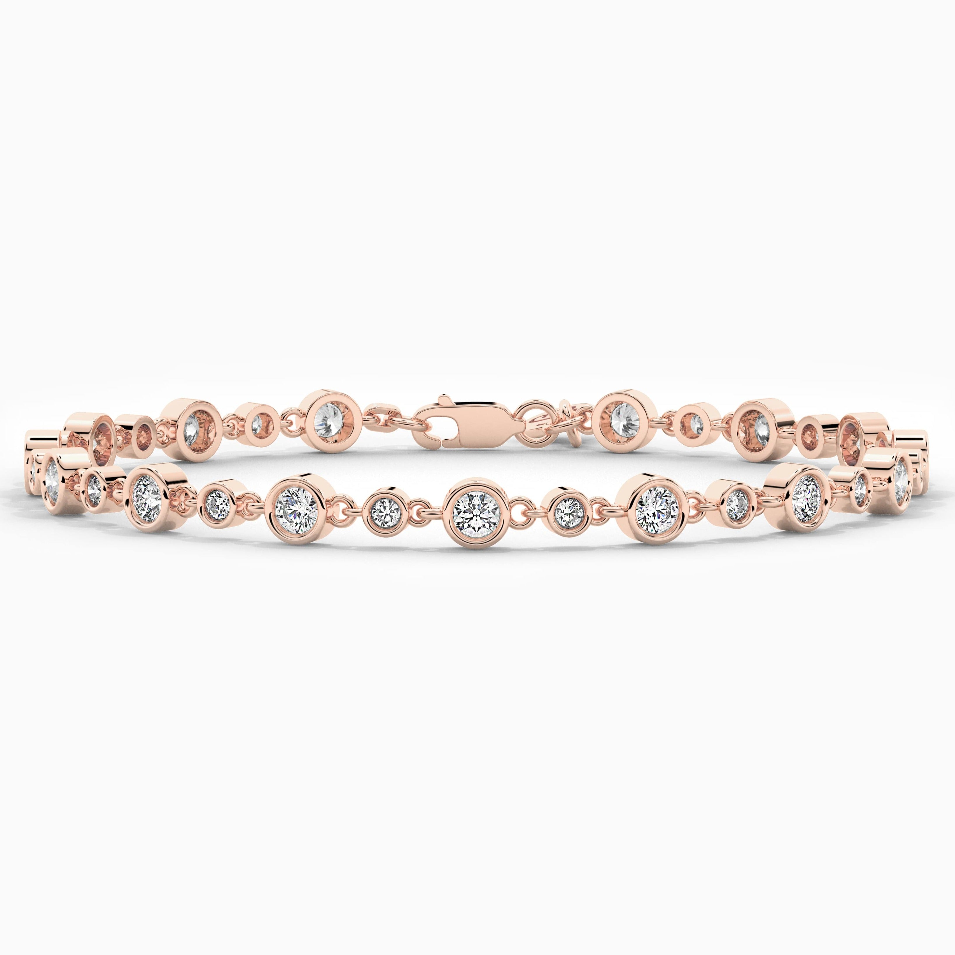 Rose Gold Tennis Bracelet In Round Cut Moissanite Diamond For Woman 