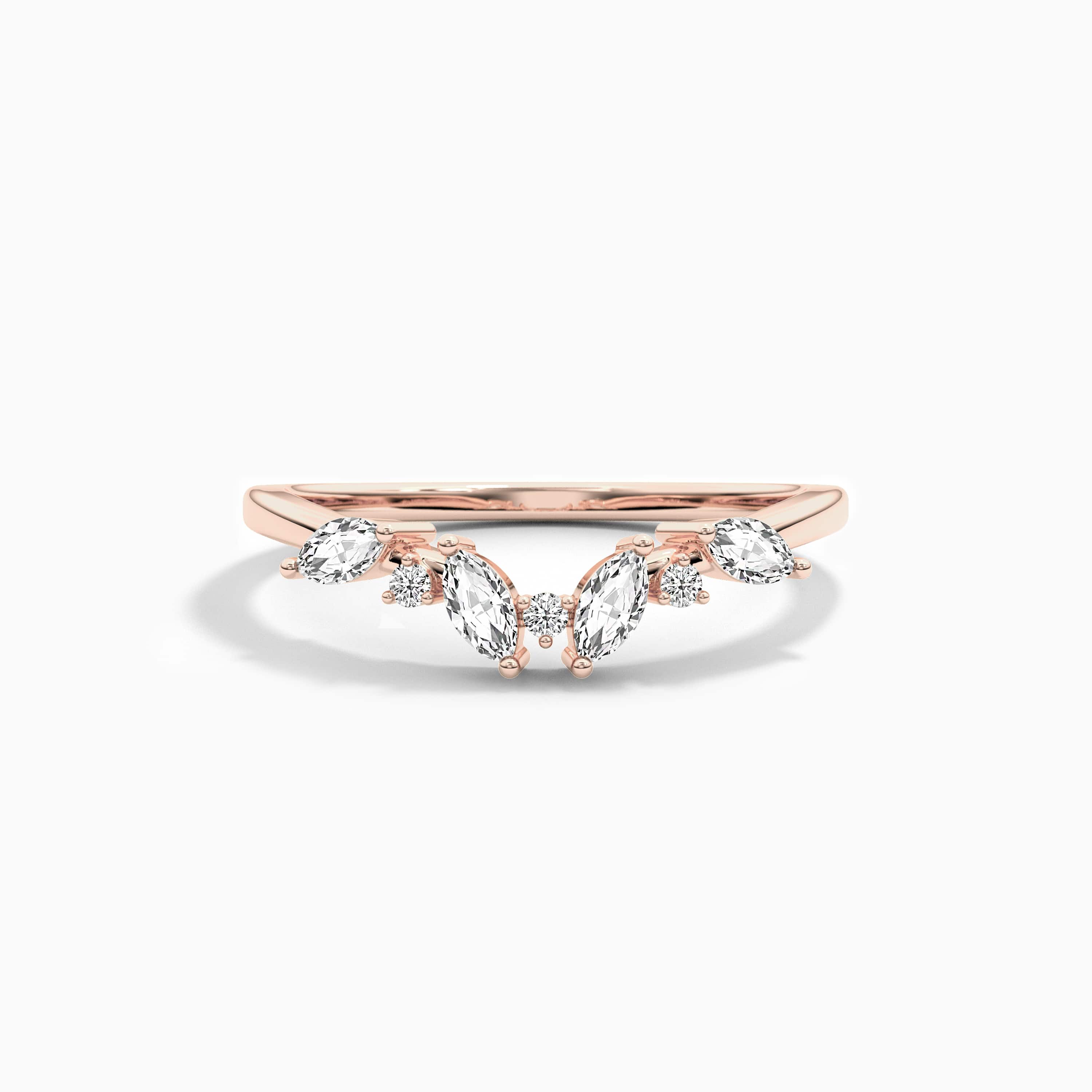 curved ring in lab grown diamond in rose gold