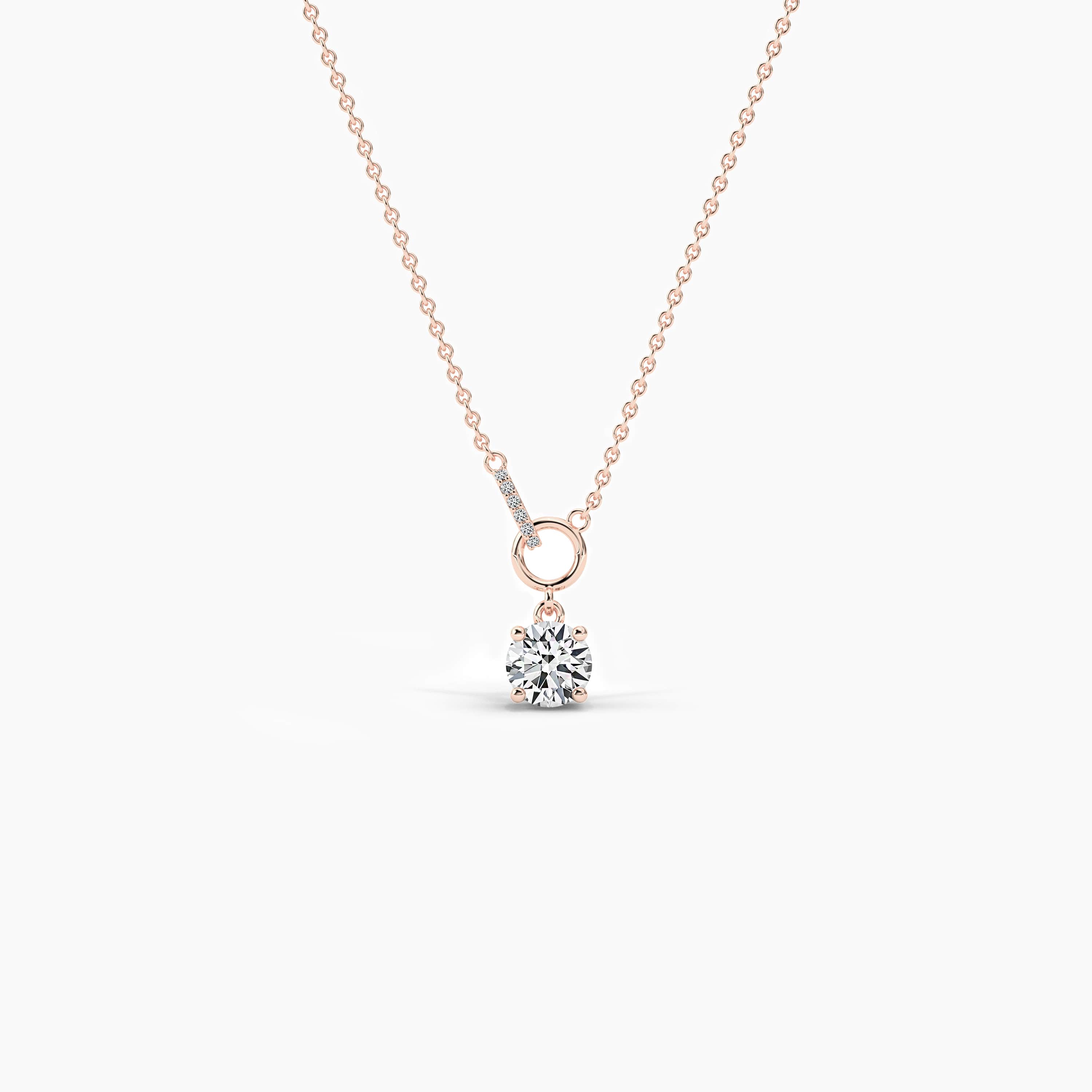 rose gold round shape diamond necklace 