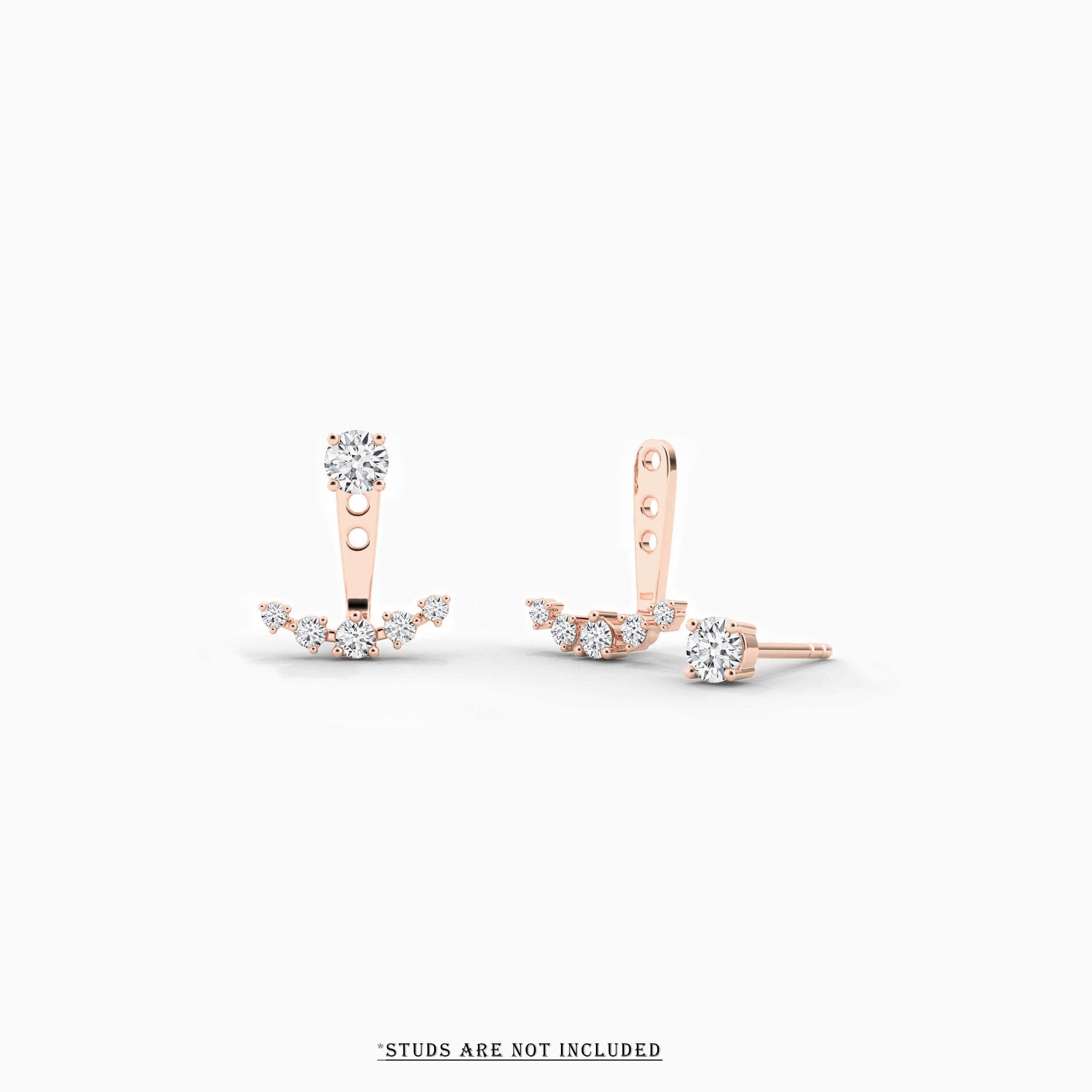 Round Cut Diamond Jacket Earring In rose Gold For Woman