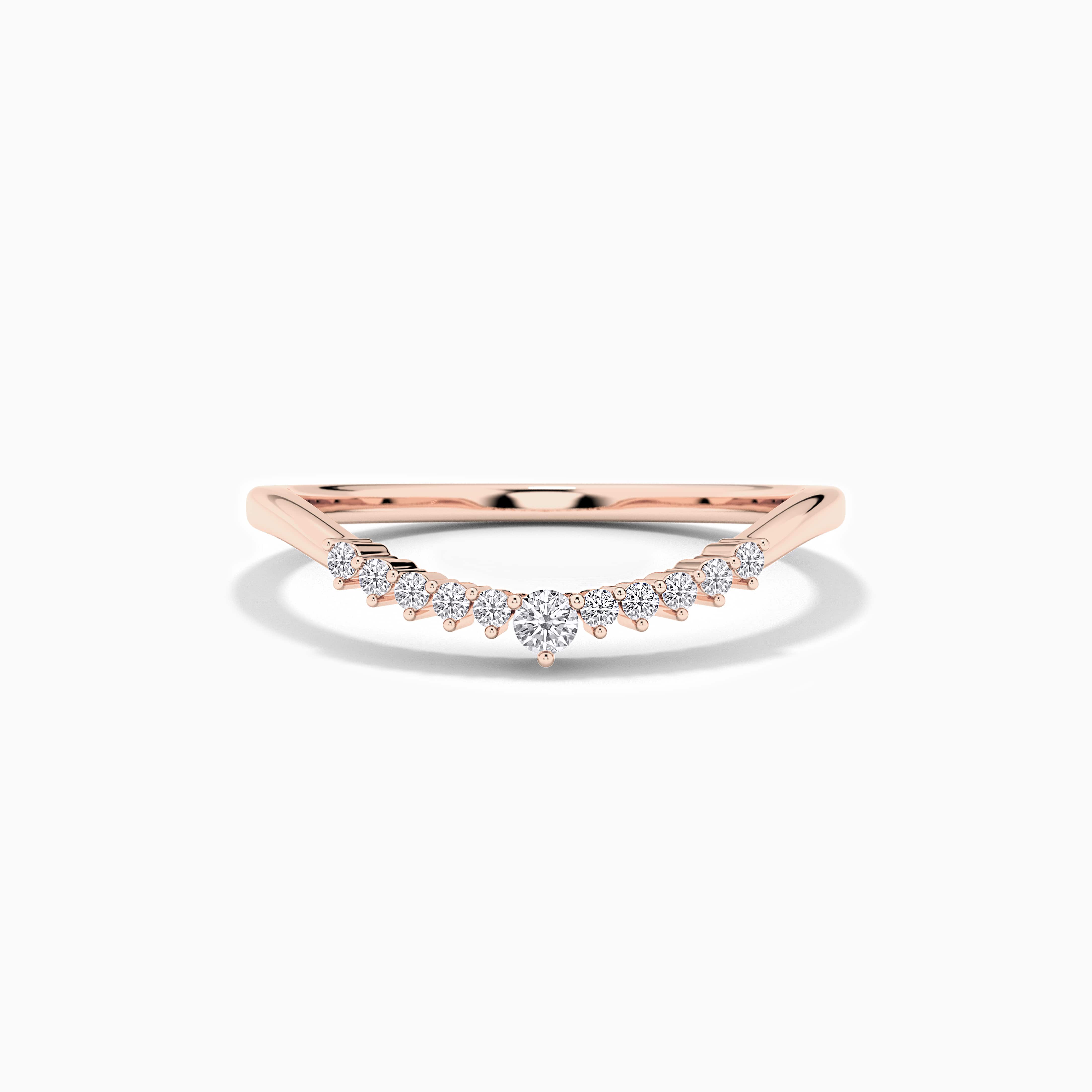  Rose gold round cut diamond curved band