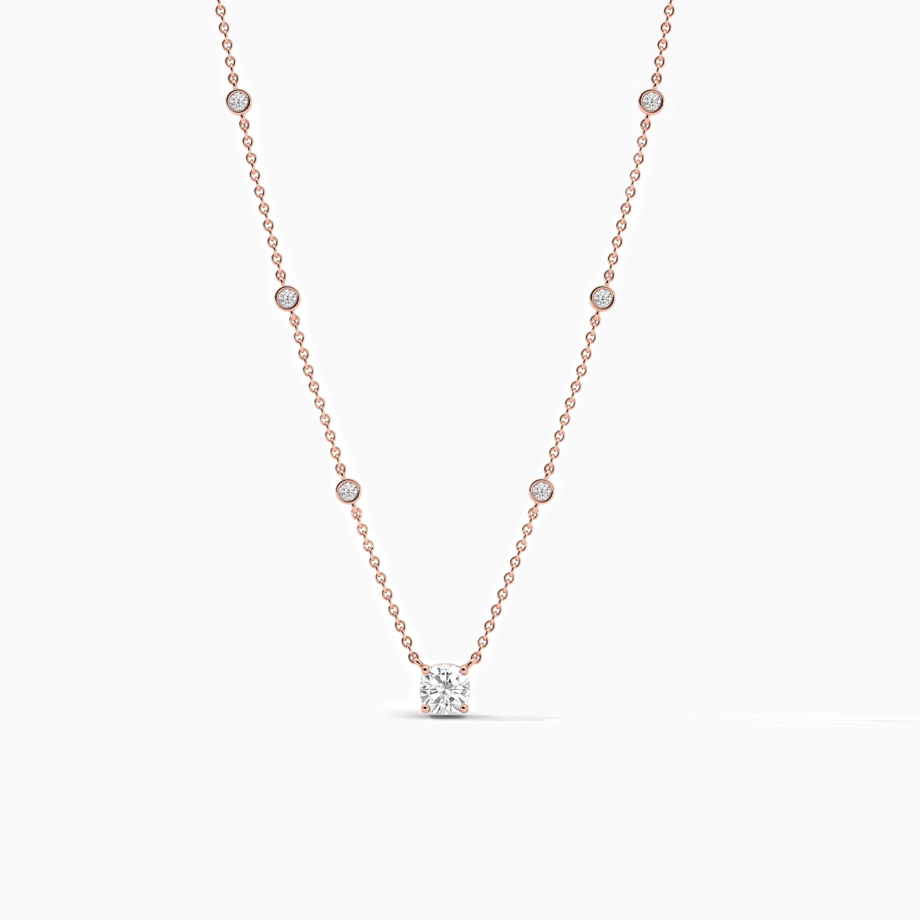 Diamond Station Necklace Bezel-Set in 14k Rose Gold