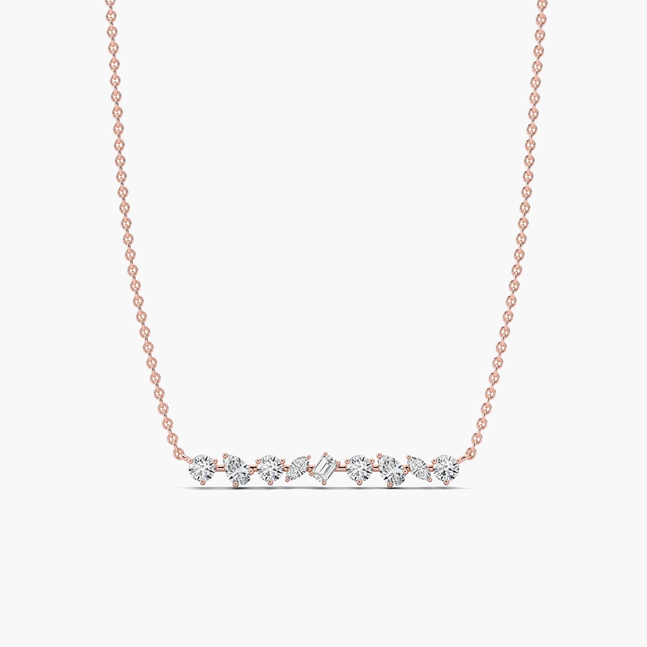 diamond bar necklace rose gold