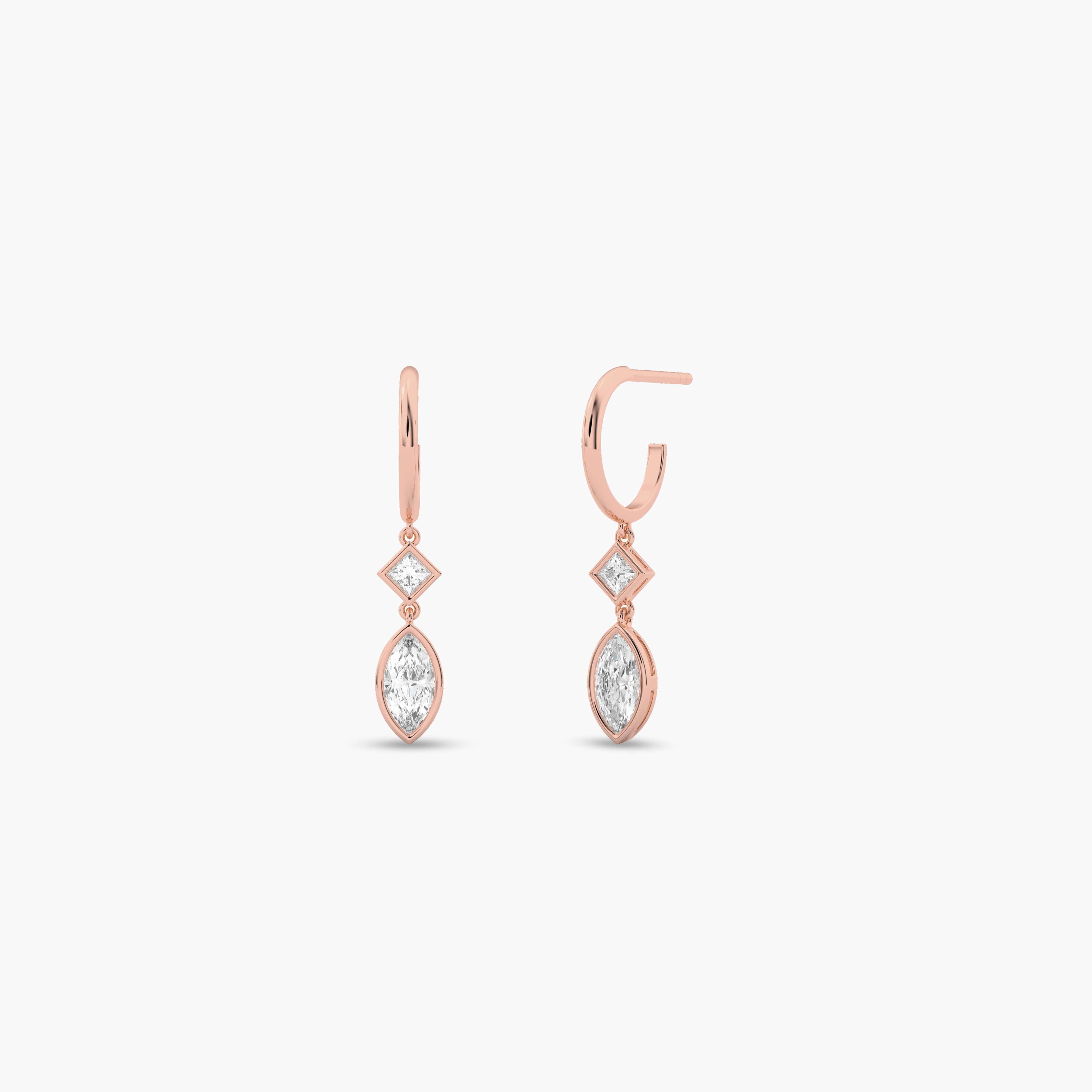 diamond drop huggie earrings