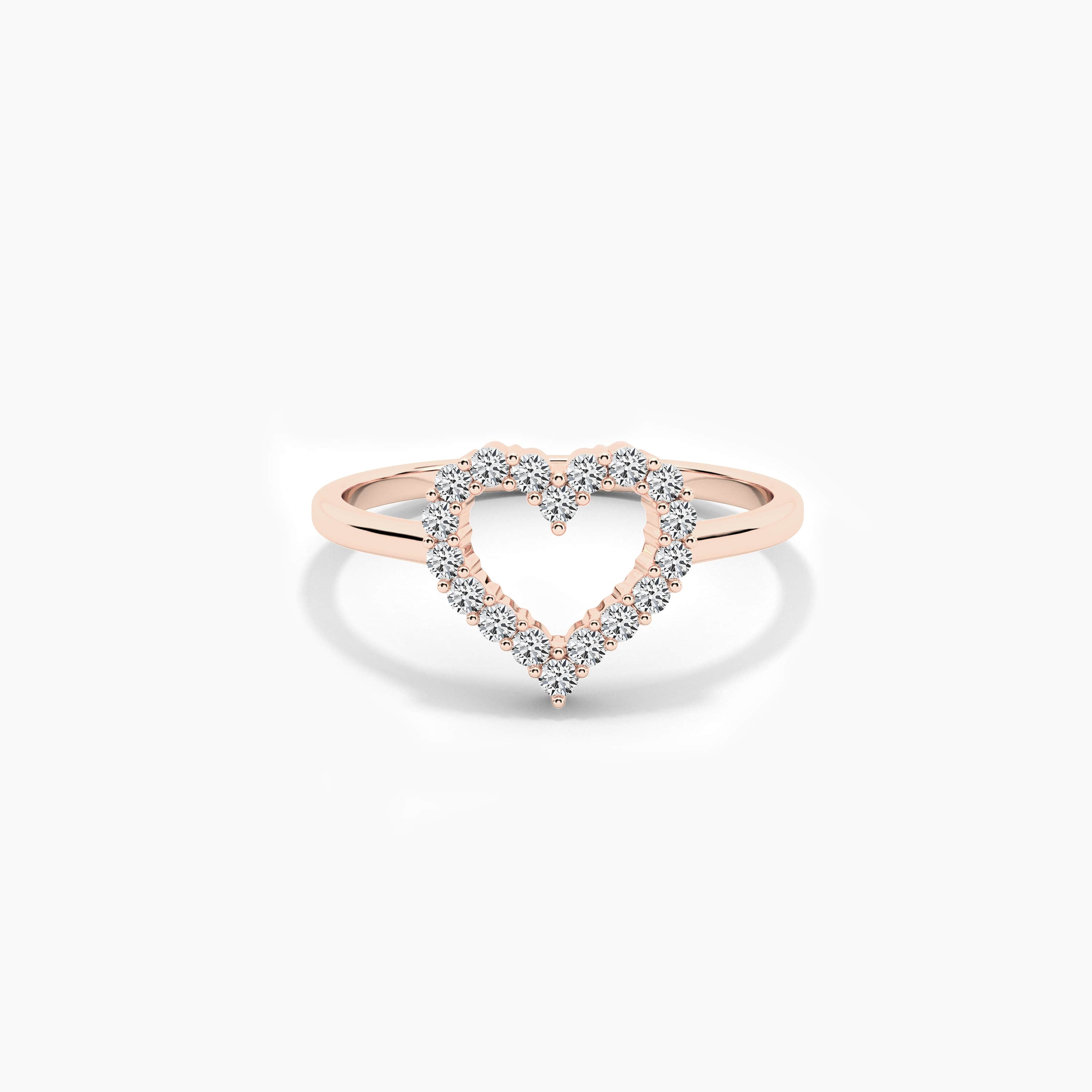 14KT rose gold diamond heart ring 