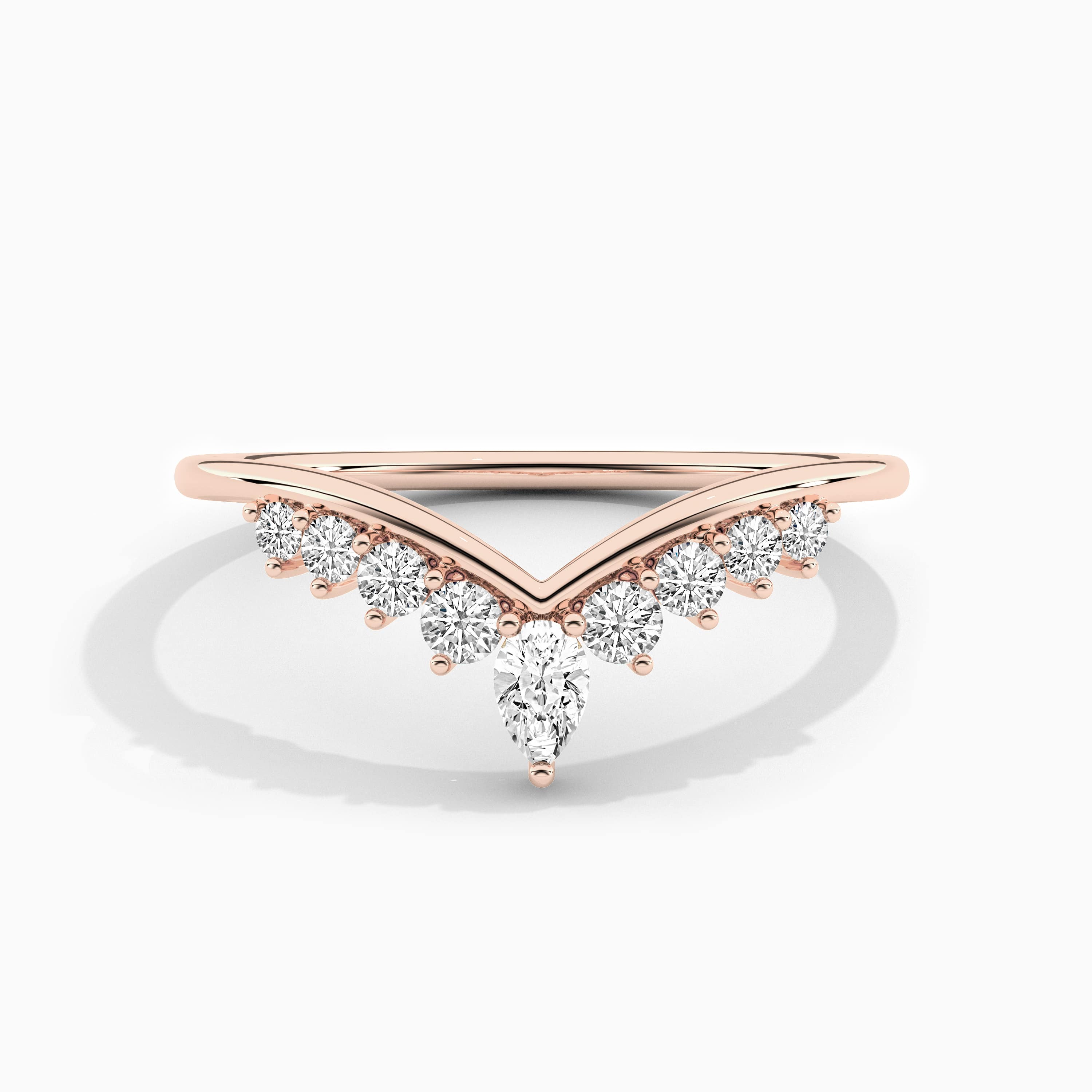 rose gold lab grown diamond curved ring 