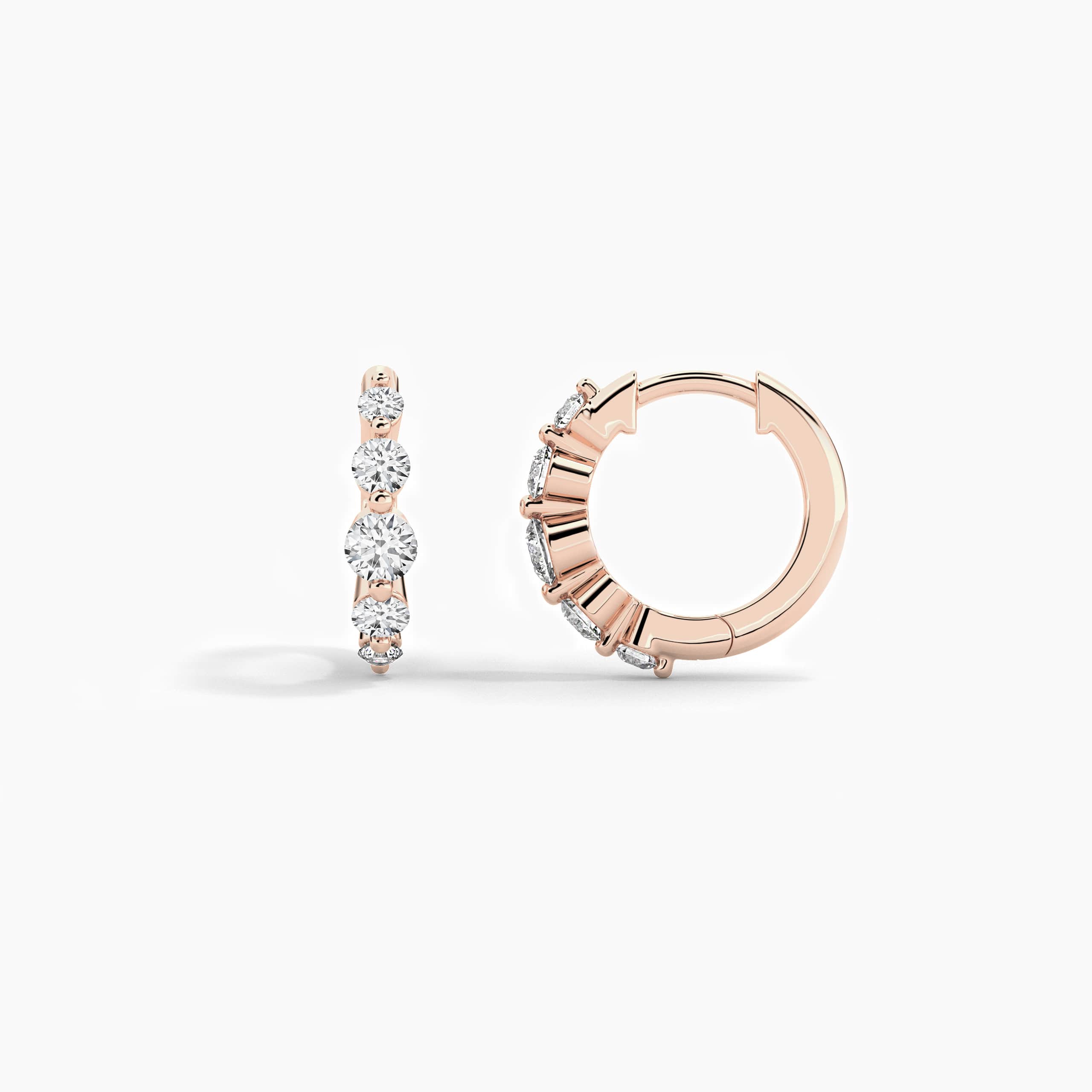 Rose Gold Round Lab Grown Diamond Hoop Earring