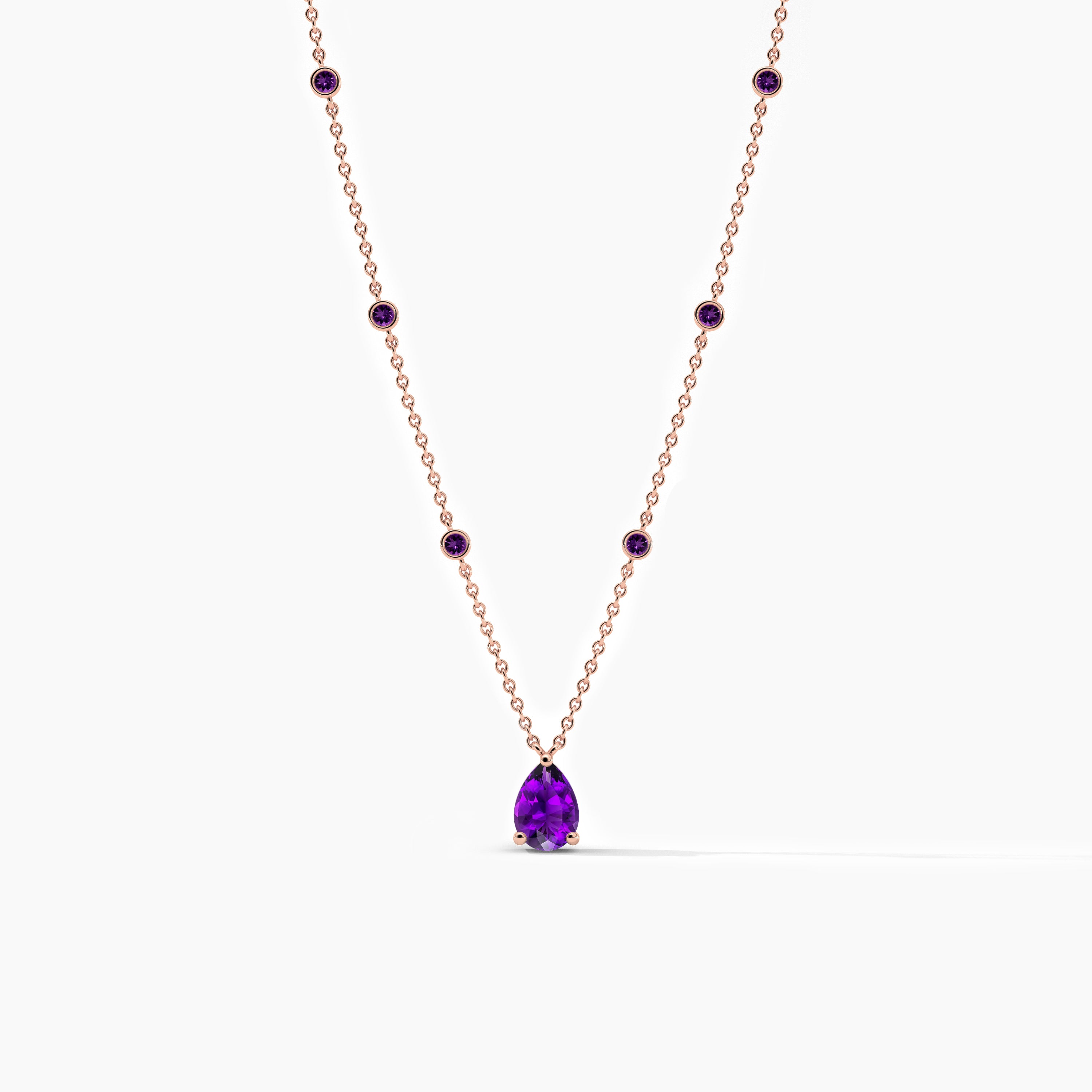 purple pear gemstone necklace