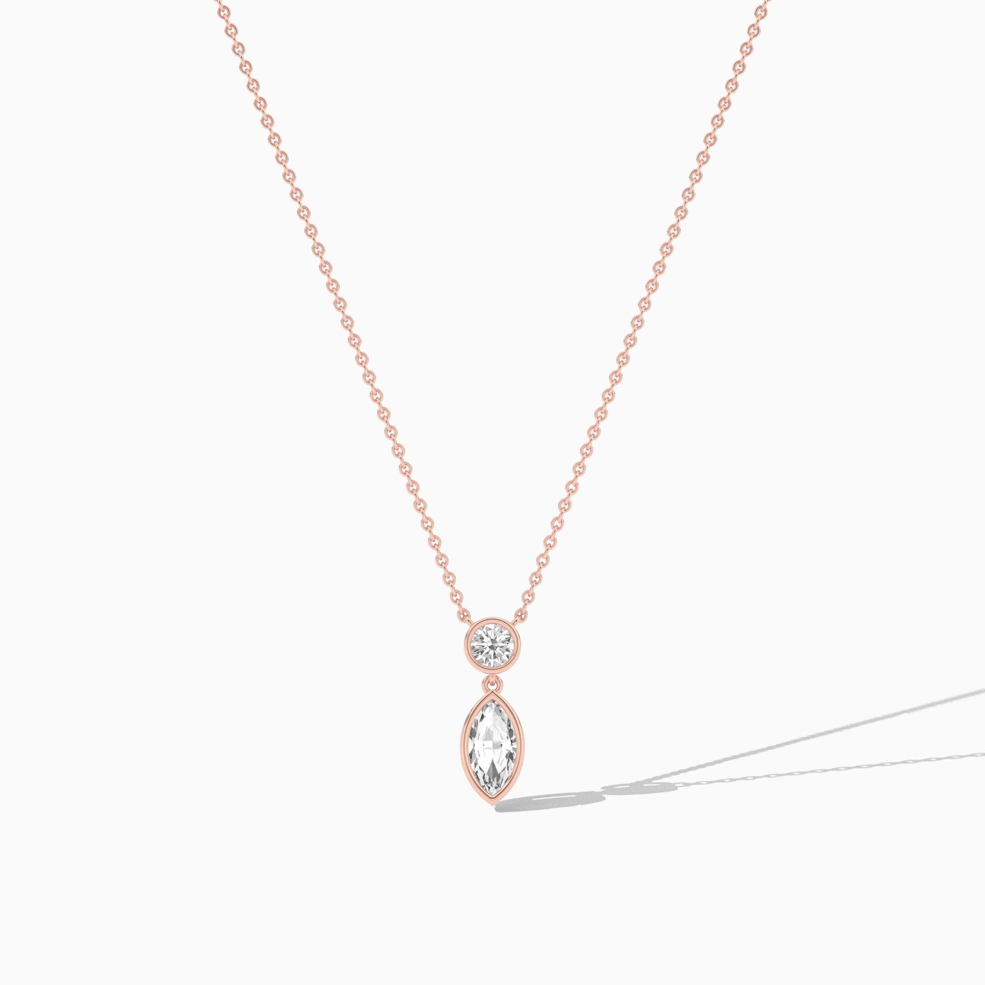 rose gold diamond duo drop necklace