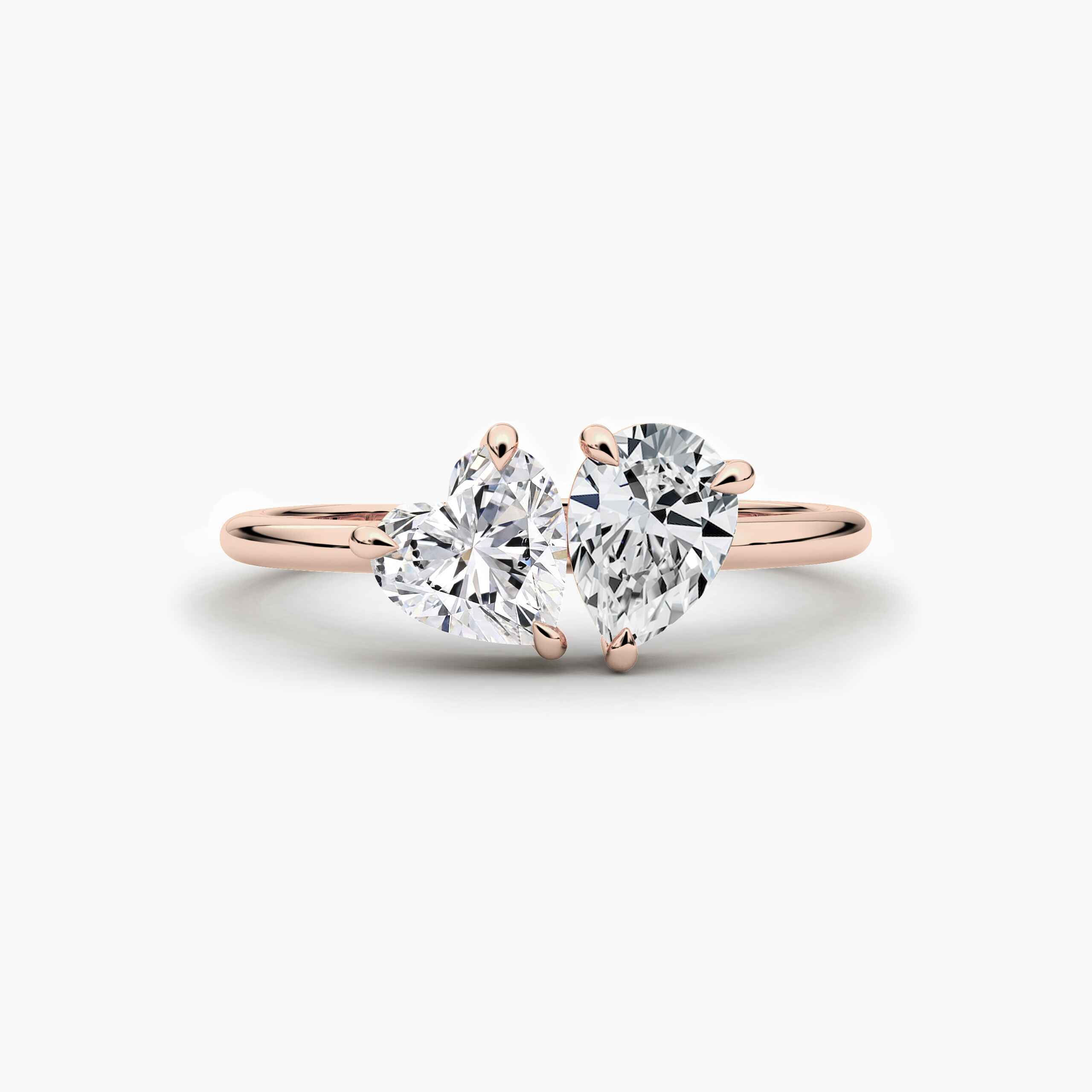 Rose Gold Toi Et Moi Moissanite Diamond Engagement Ring