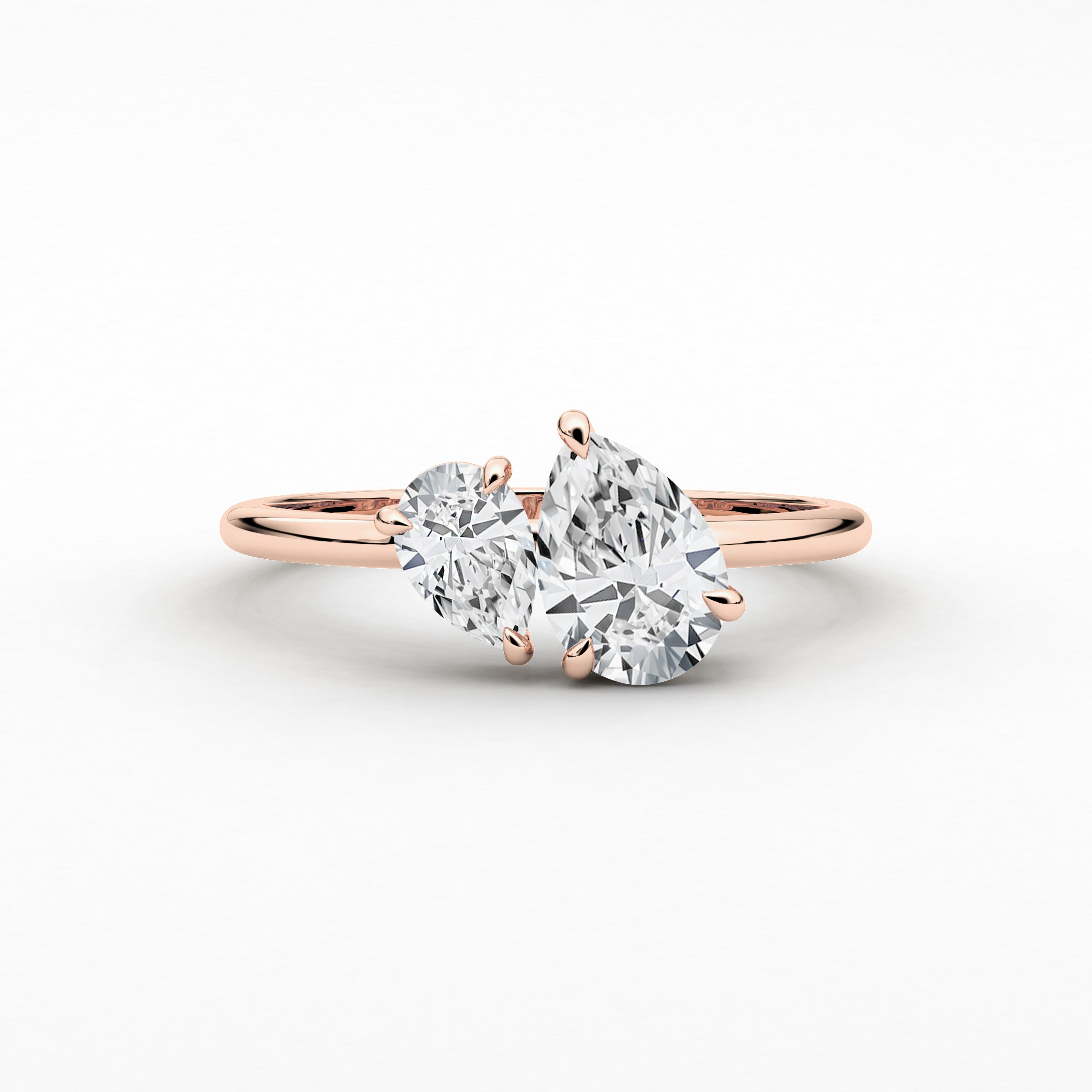 Two Stone Diamond Engagement Ring In Rose Gold