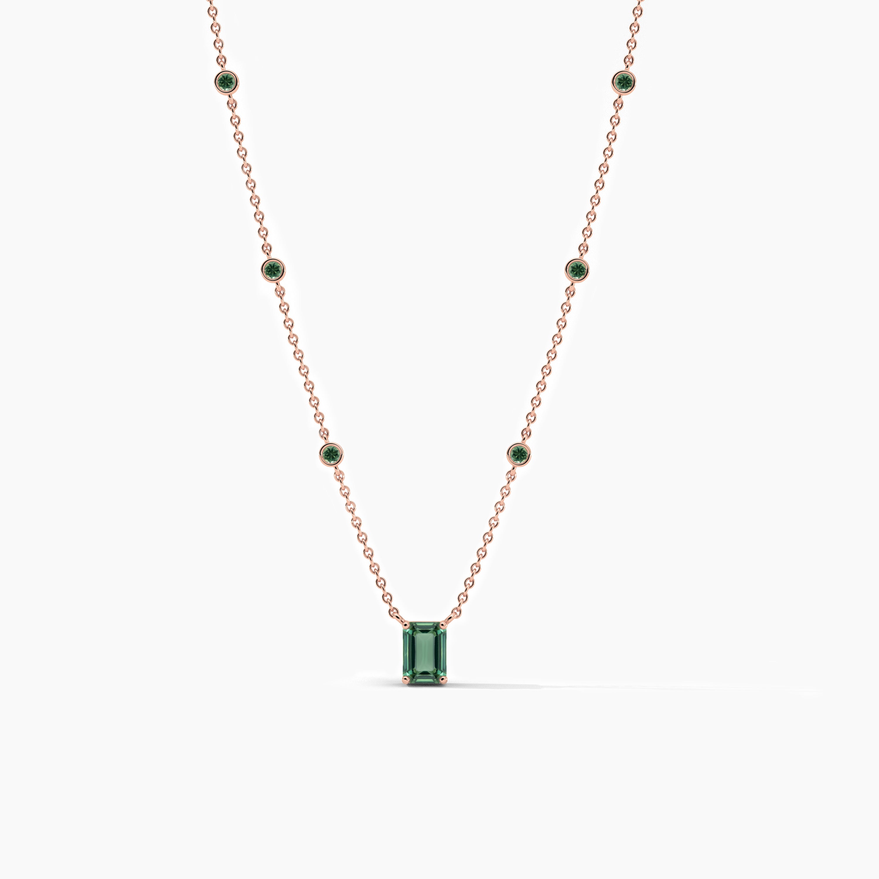 Green diamond bezel set necklace