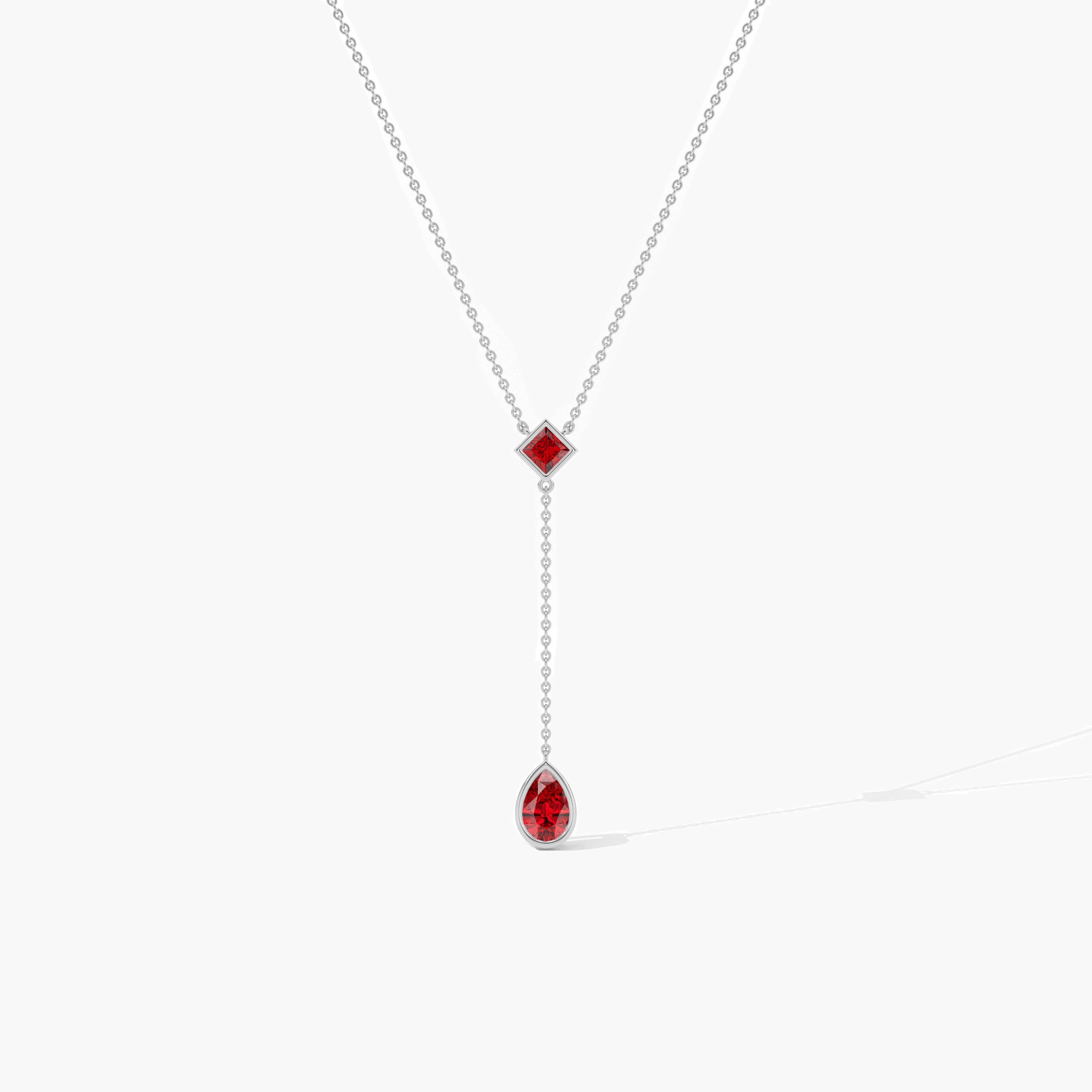 14k ruby diamond lariat necklace 