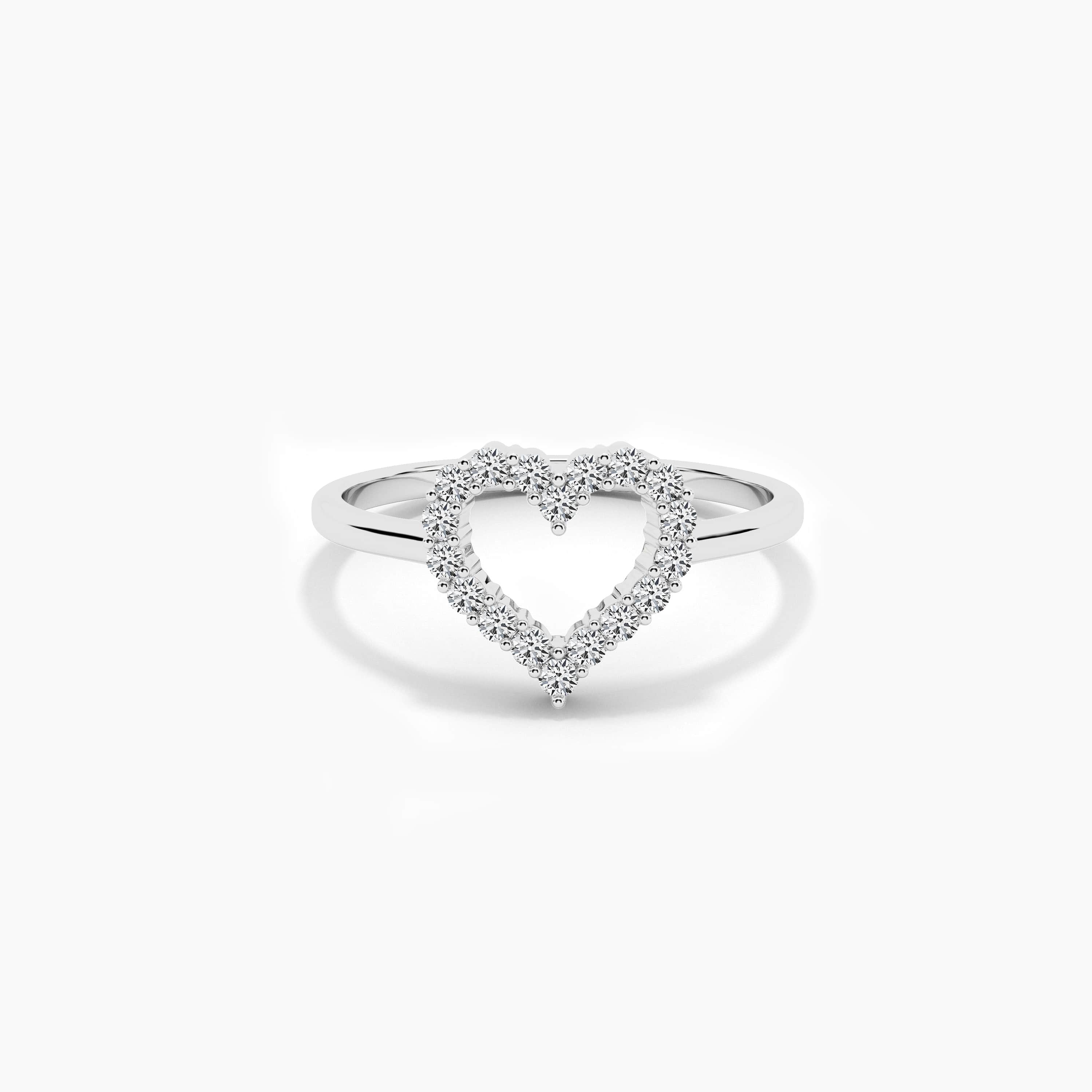 White Gold Open Heart Diamond Ring