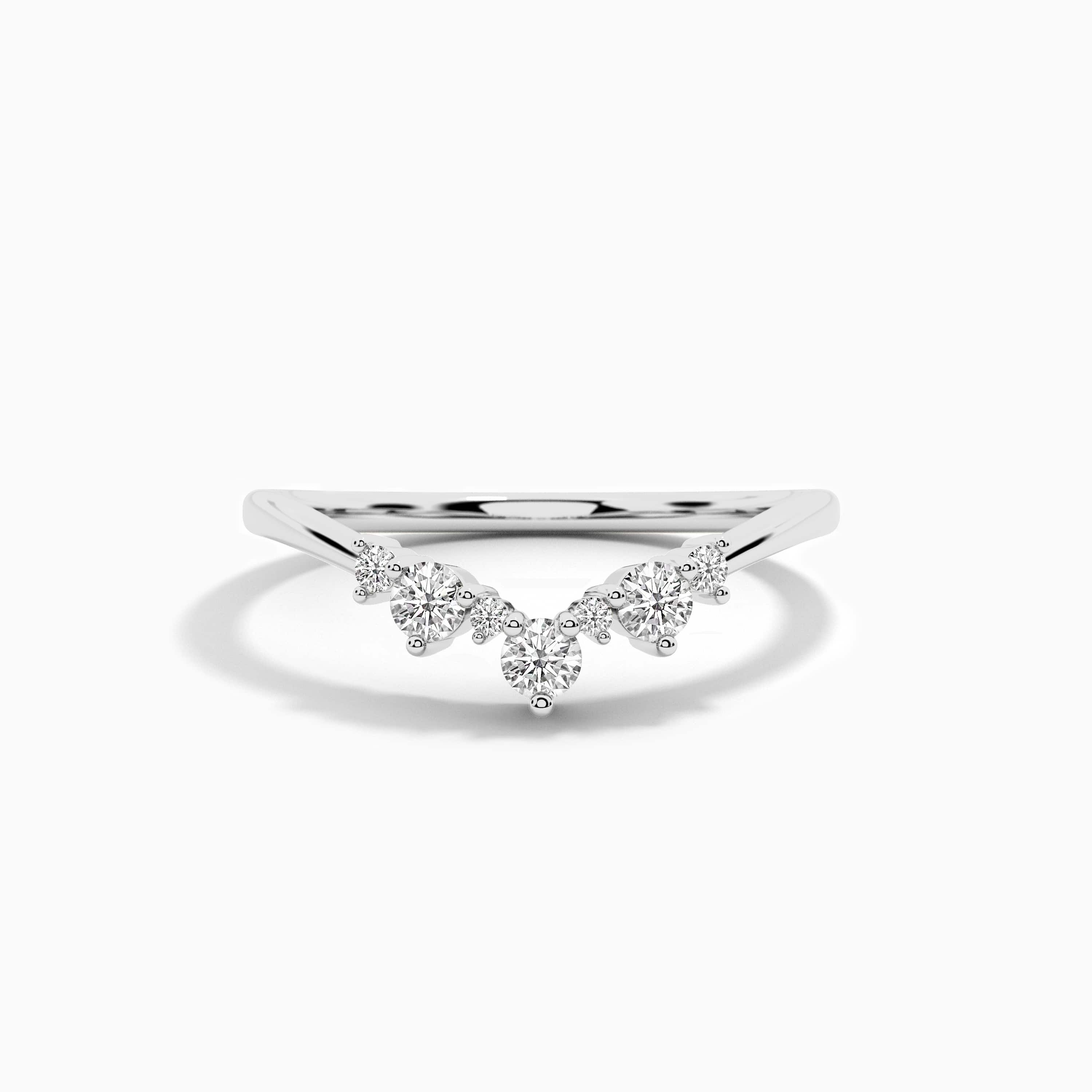 lab grown diamond curved ring in white gold