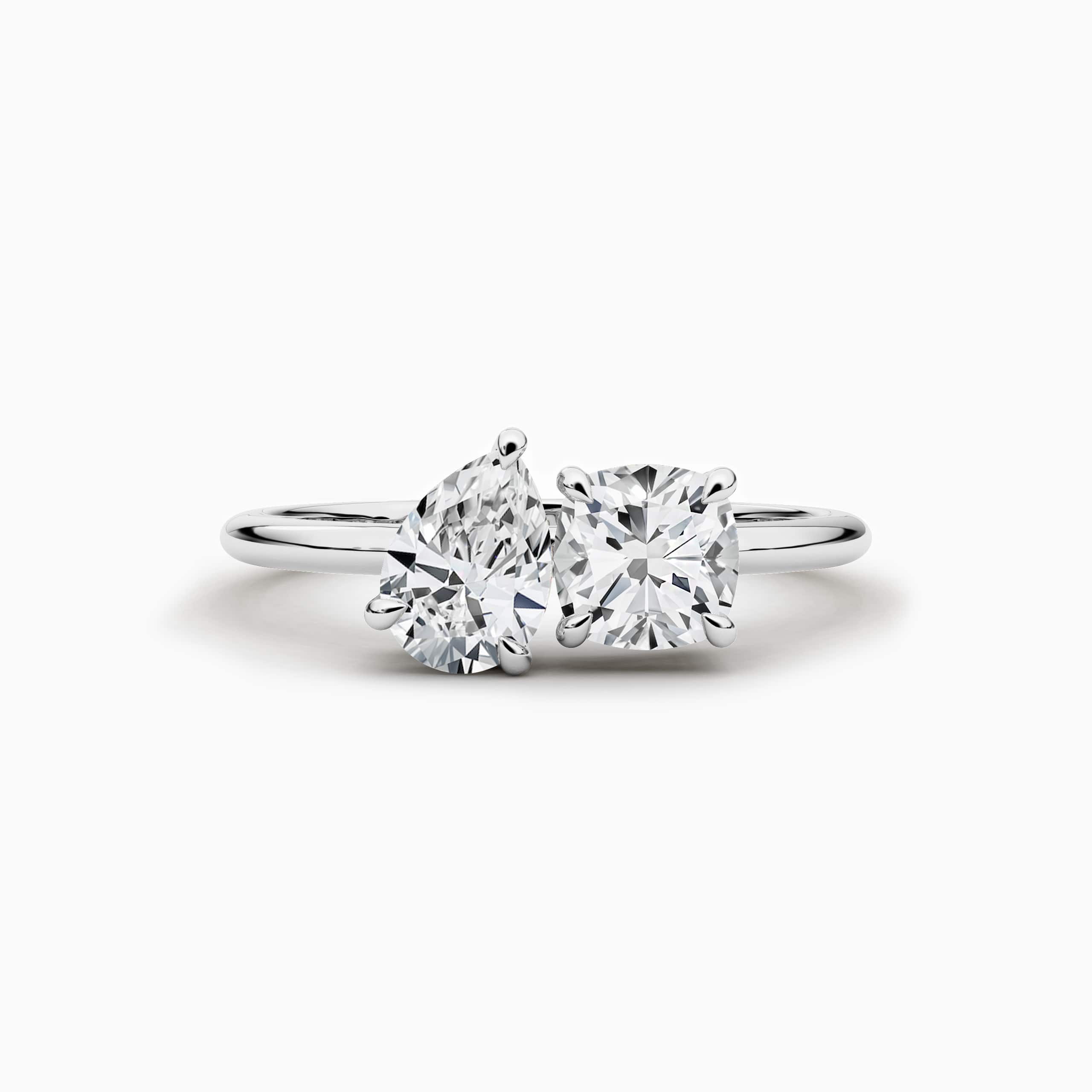 Toi Et Moi Pear And Cushion Cut Engagement Ring In White Gold For Woman