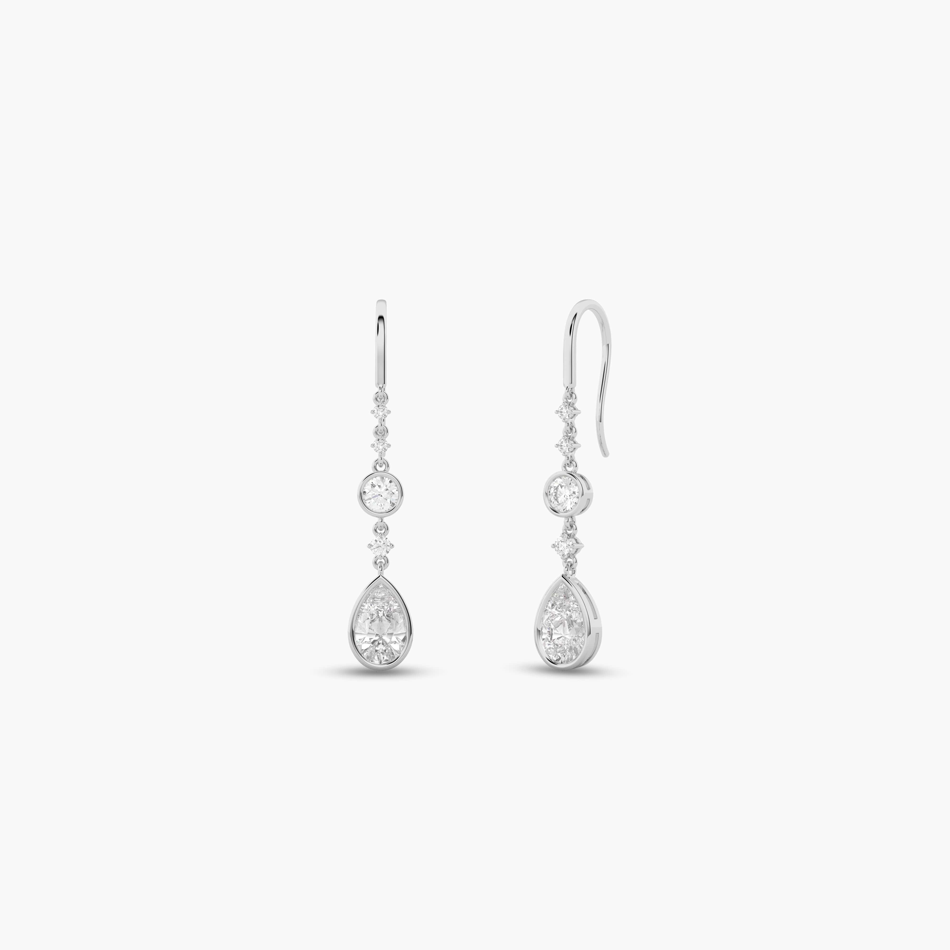 white gold diamond drop earrings