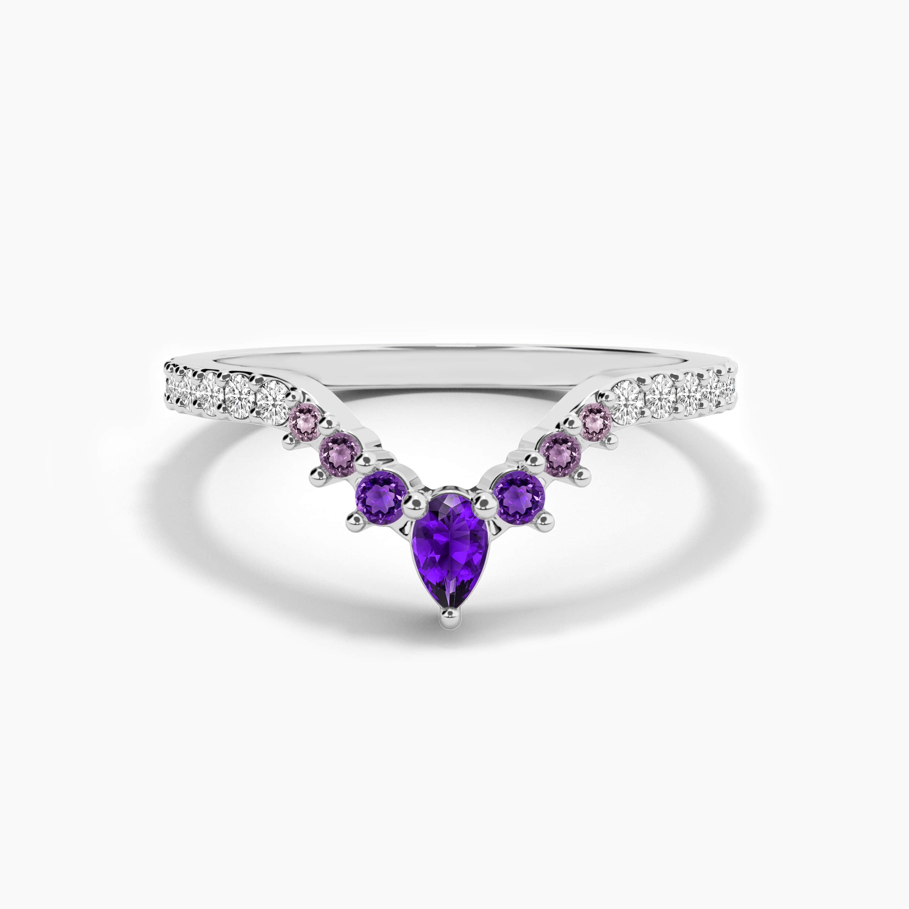 Amethyst Wedding Band In White Gold