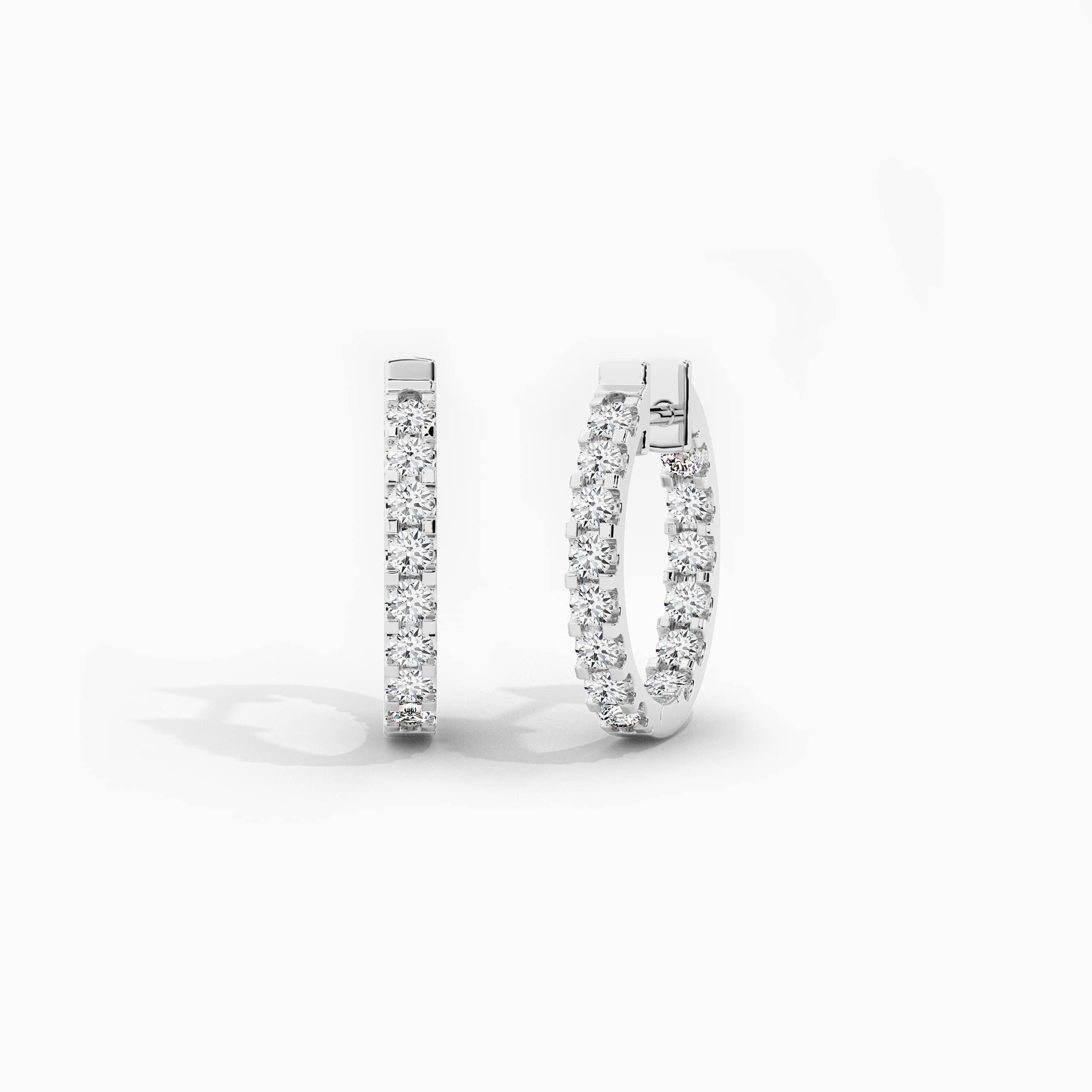 diamond inside and out hoop earrings in white gold