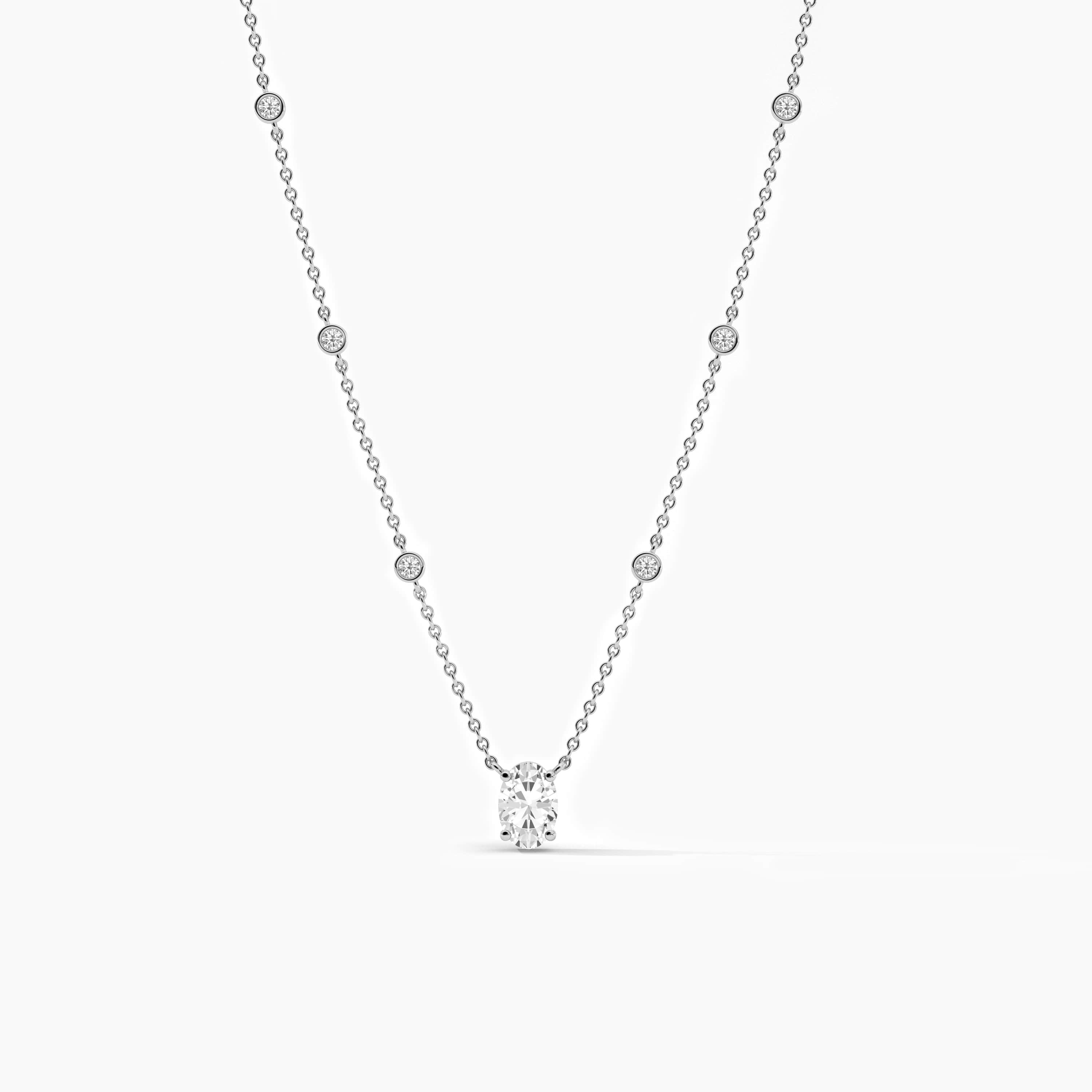 Station Necklace in 14K Gold In White Gold 