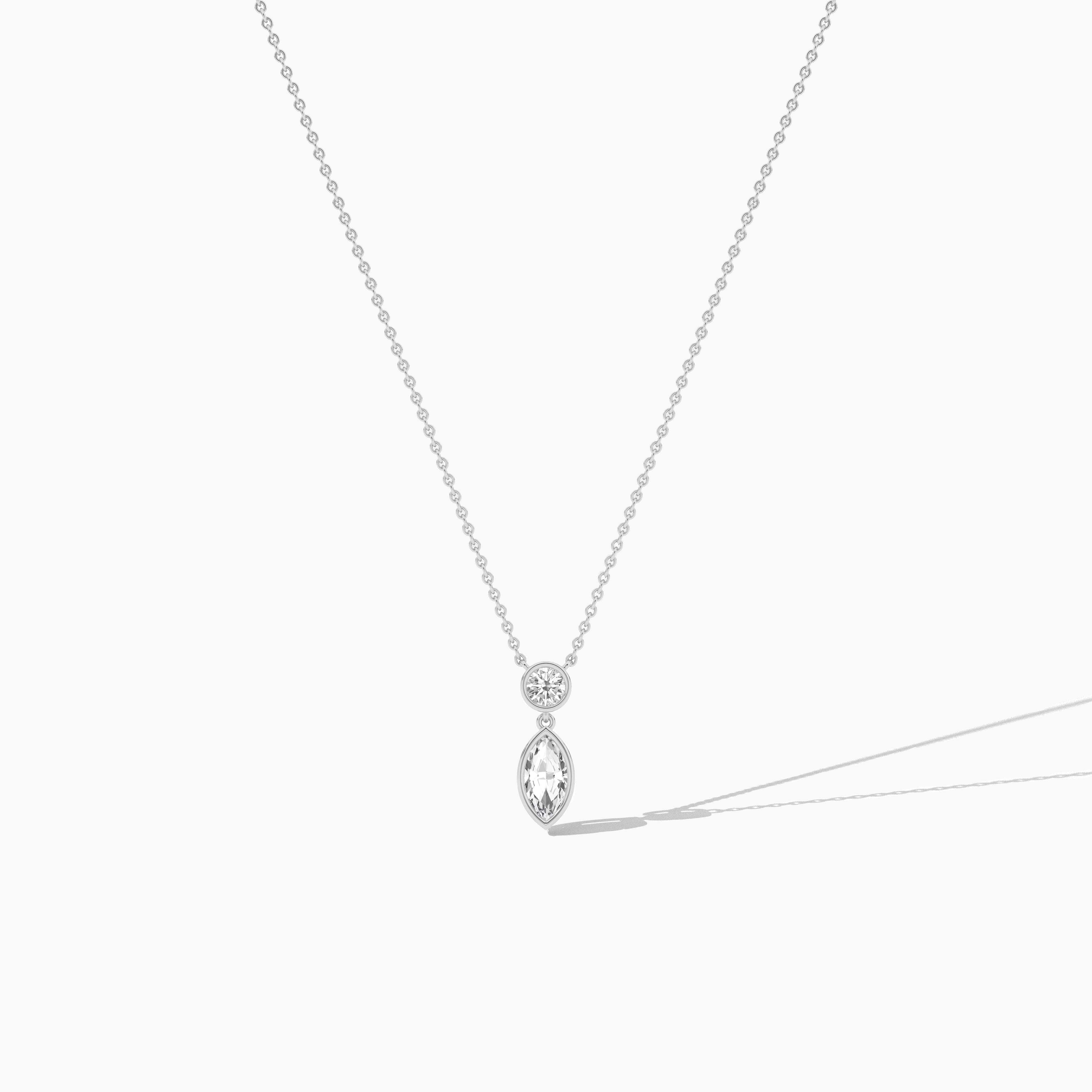White Gold lab grown duo drop necklace