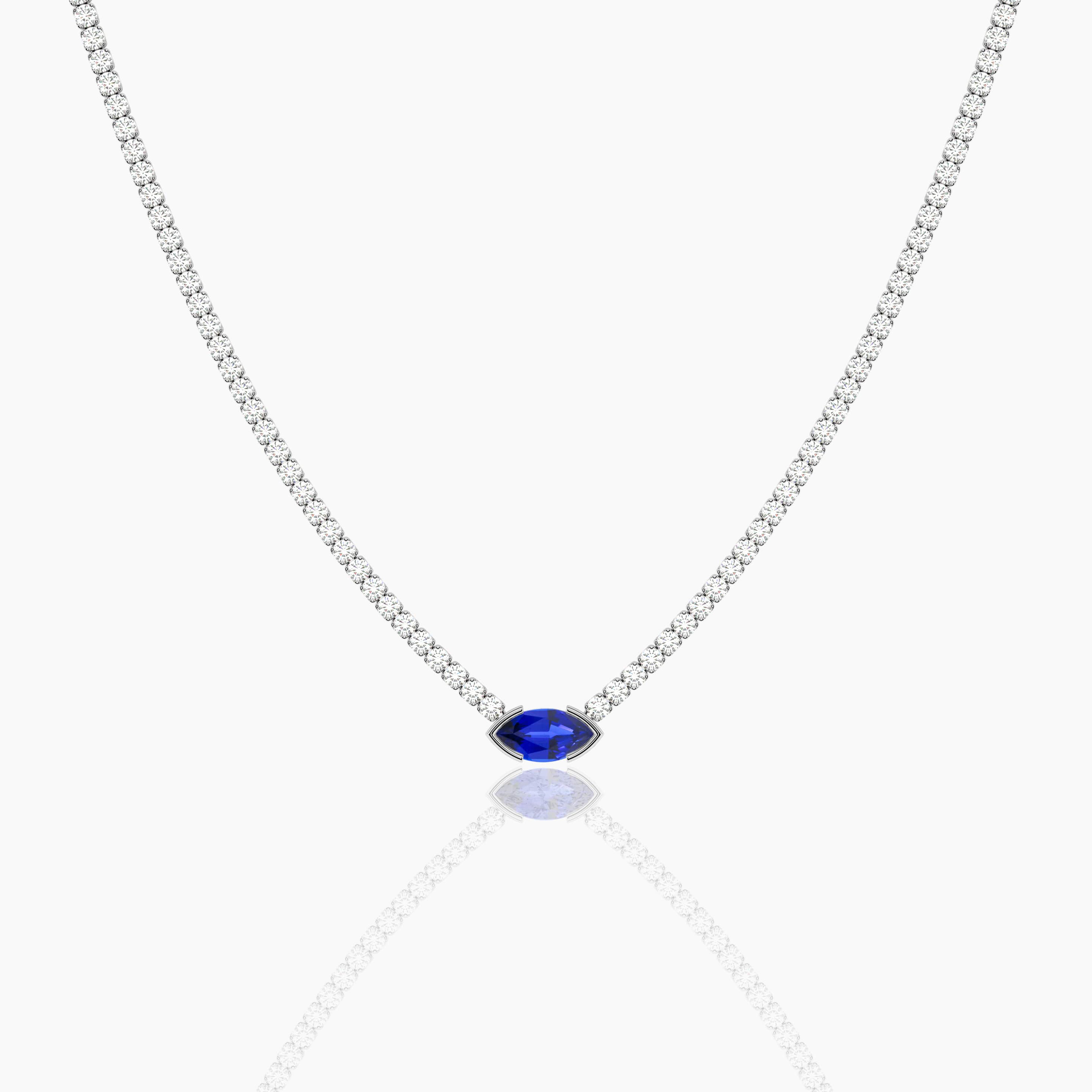 white gold blue sapphire necklace