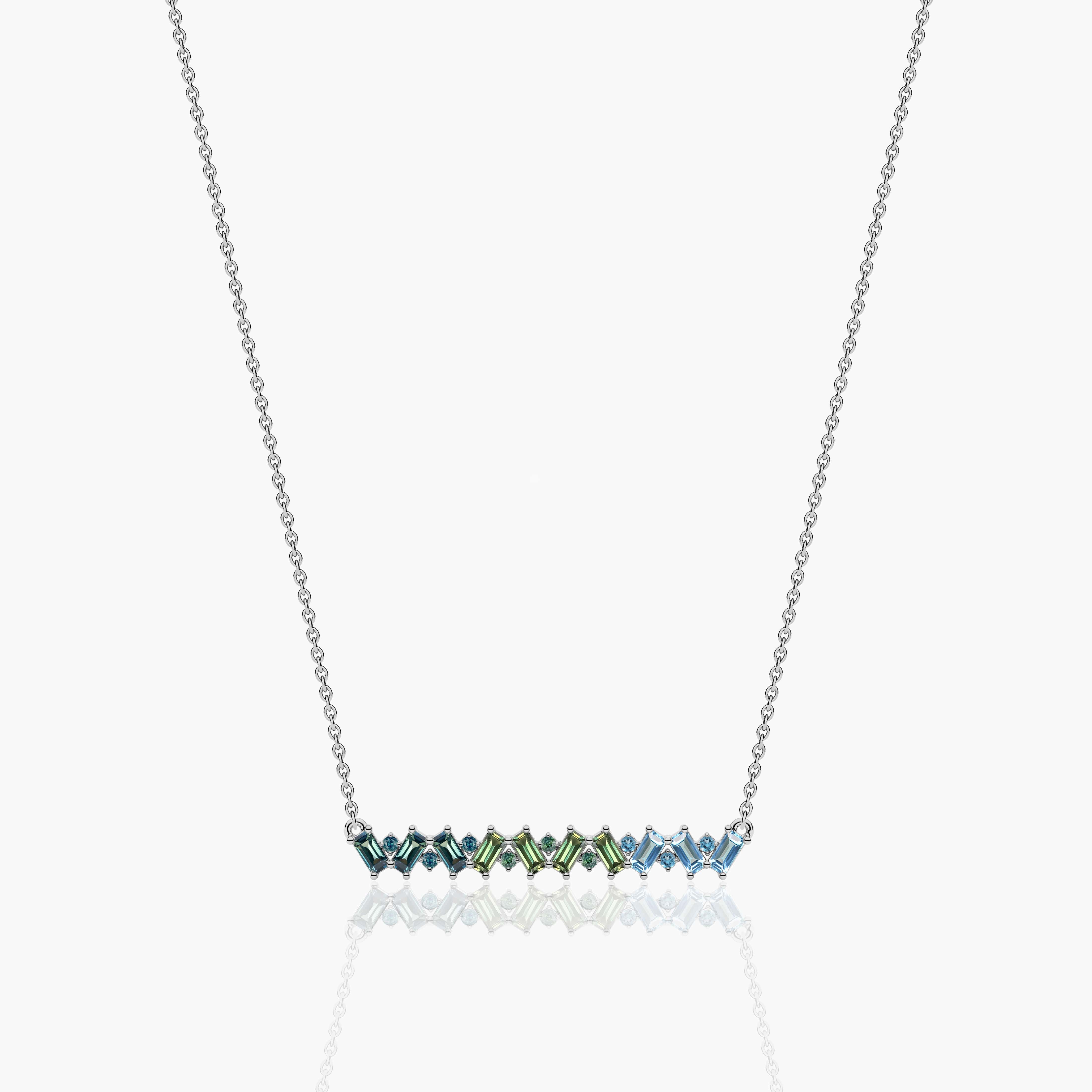 baguette diamond bar necklace​